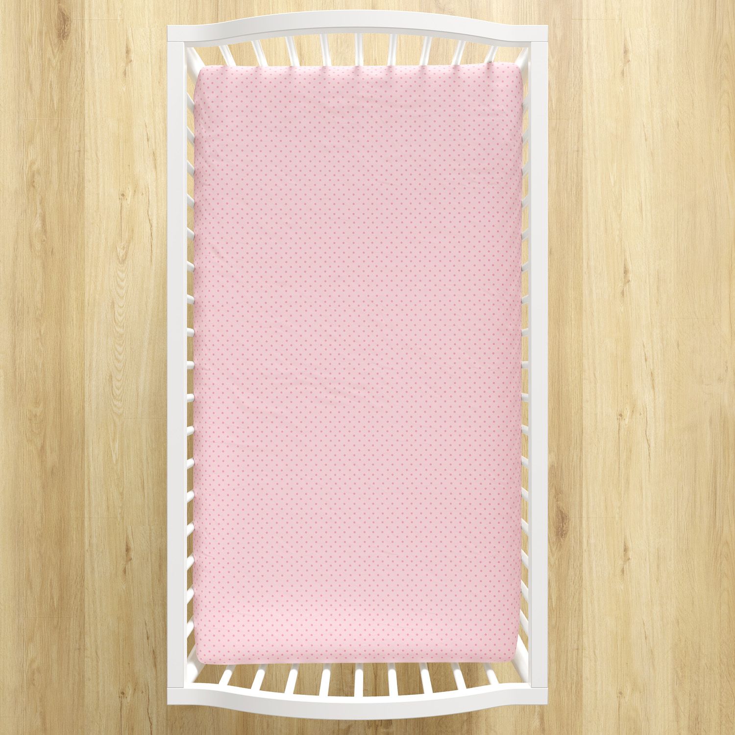 Lençol Berço com Elástico Petit Poá Branco e Rosa