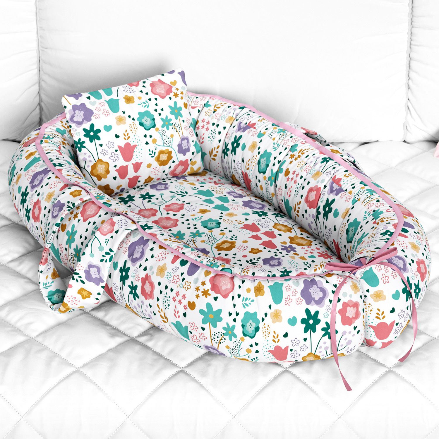 Ninho para Bebê Redutor de Berço Flores 80cm