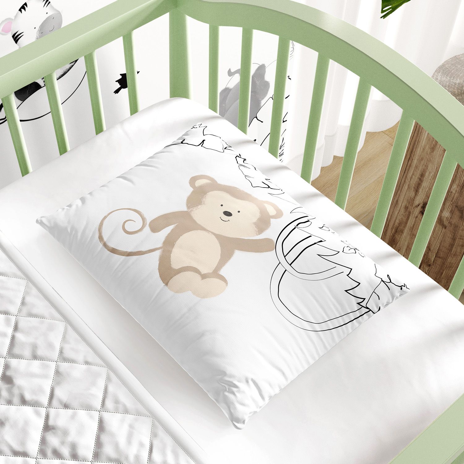 Fronha Bebê Amiguinho Macaco Aquarela