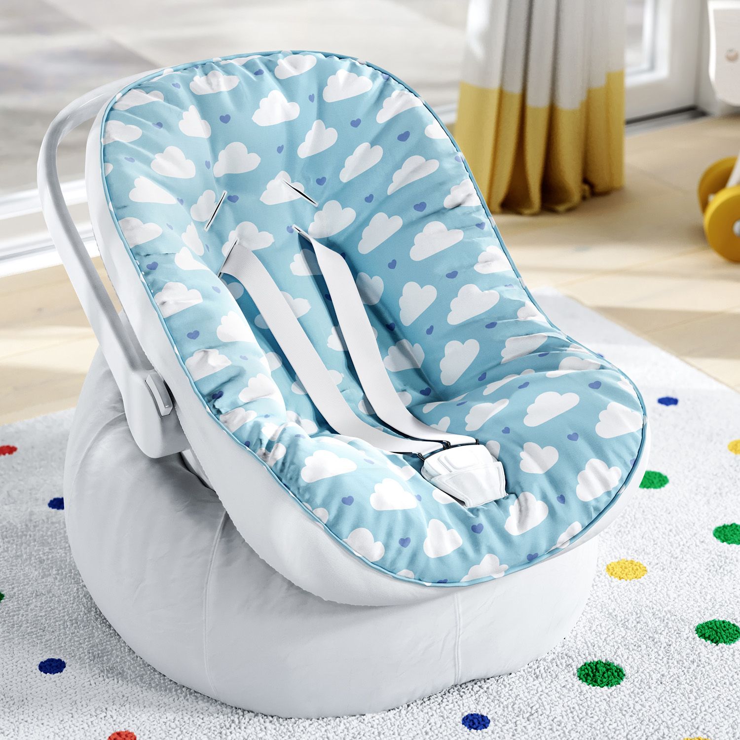 Capa de Carrinho com Protetor de Cinto Chuva de Amor Azul