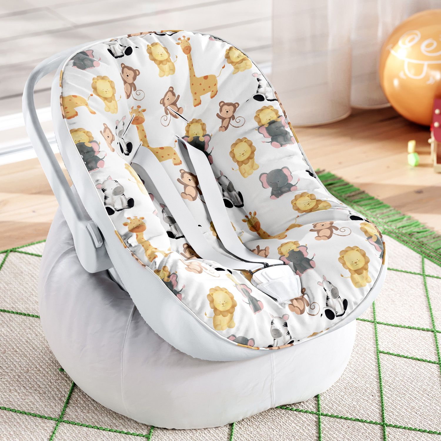 Capa de Carrinho com Protetor de Cinto Safári Aquarela