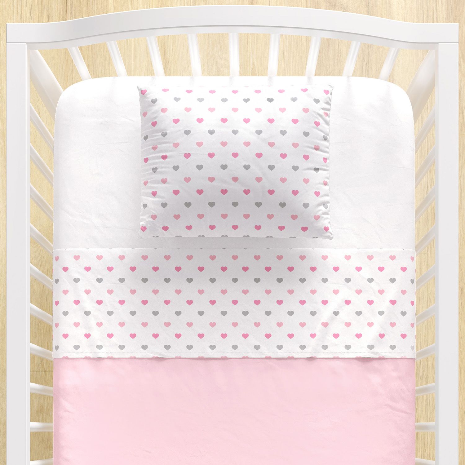 Jogo de Lençol Berço Corações 3 Peças