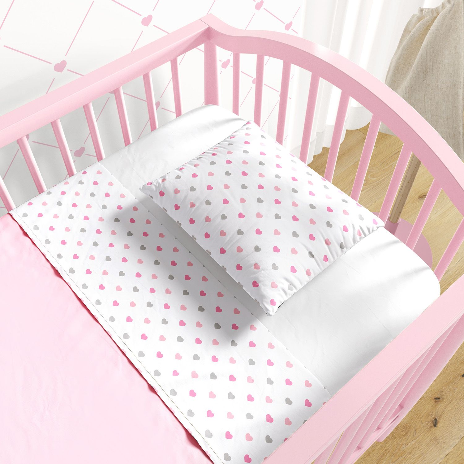 Jogo de Lençol Berço Corações 3 Peças