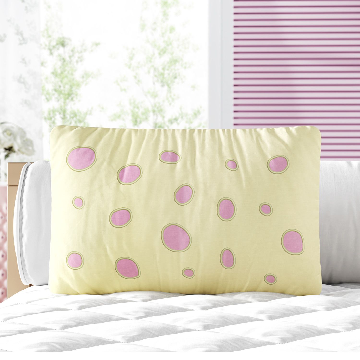 Almofada Retangular Animal Print Rosa e Amarelo 35cm