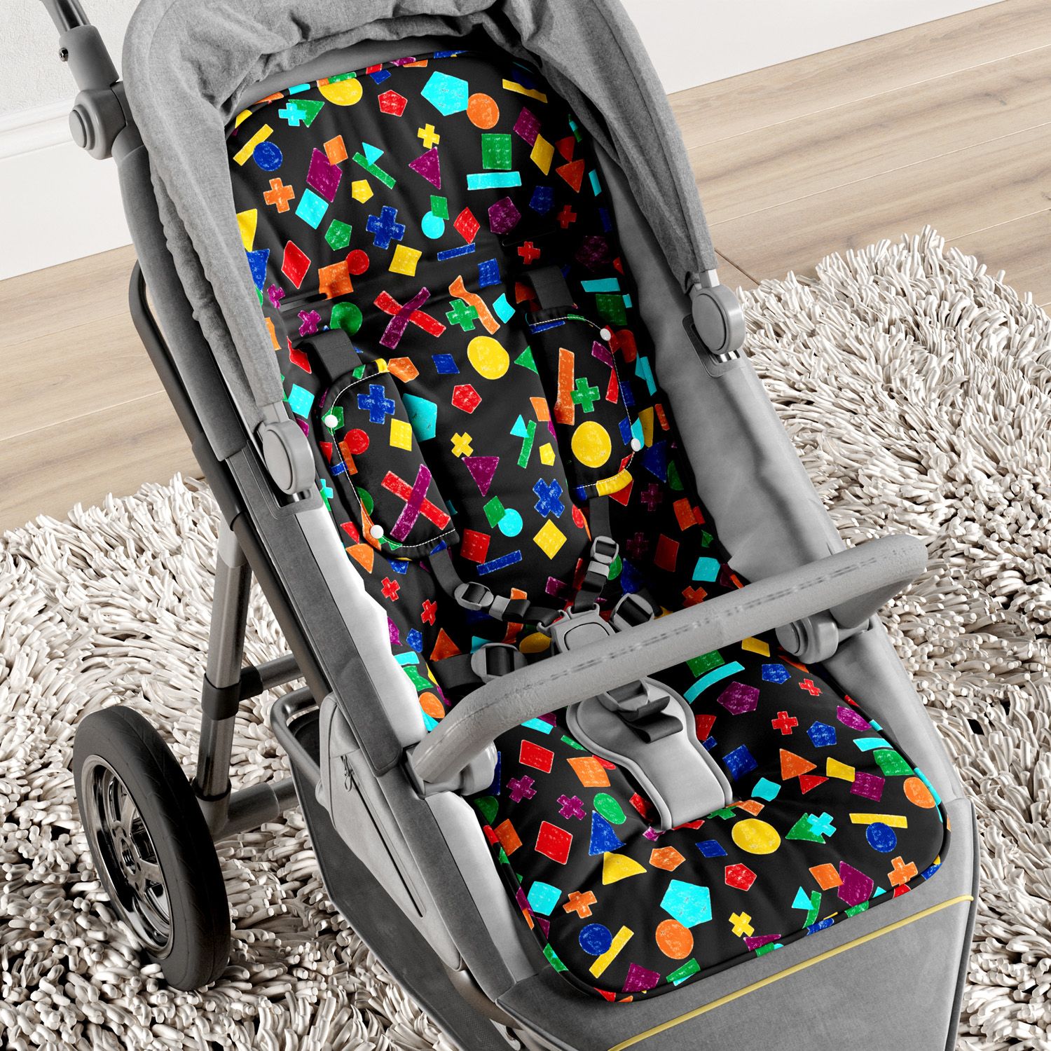 Capa de Carrinho com Protetor de Cinto Geométrico Fun Preto