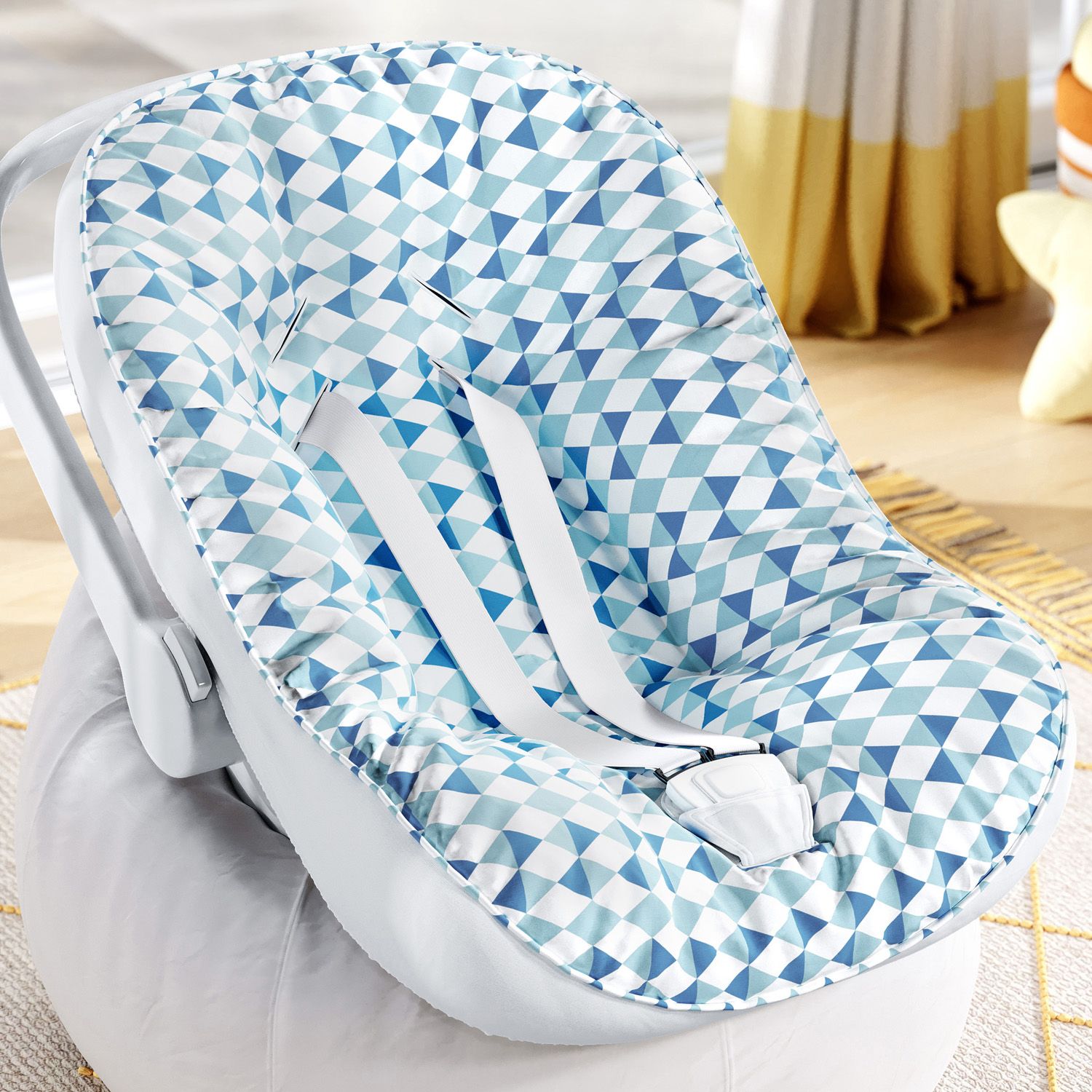 Capa de Bebê Conforto com Protetor de Cinto Losango Azul