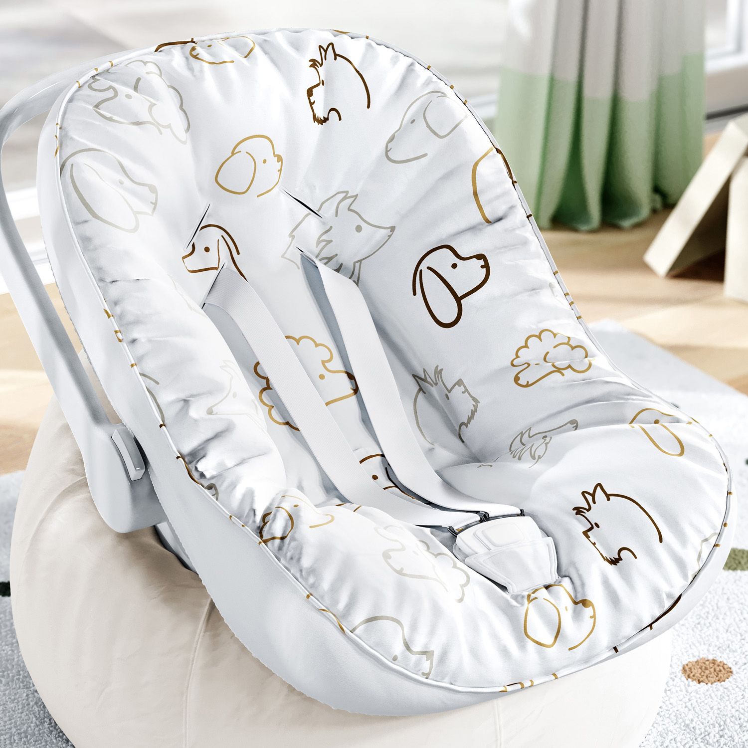 Capa de Bebê Conforto com Protetor de Cinto Cachorrinhos