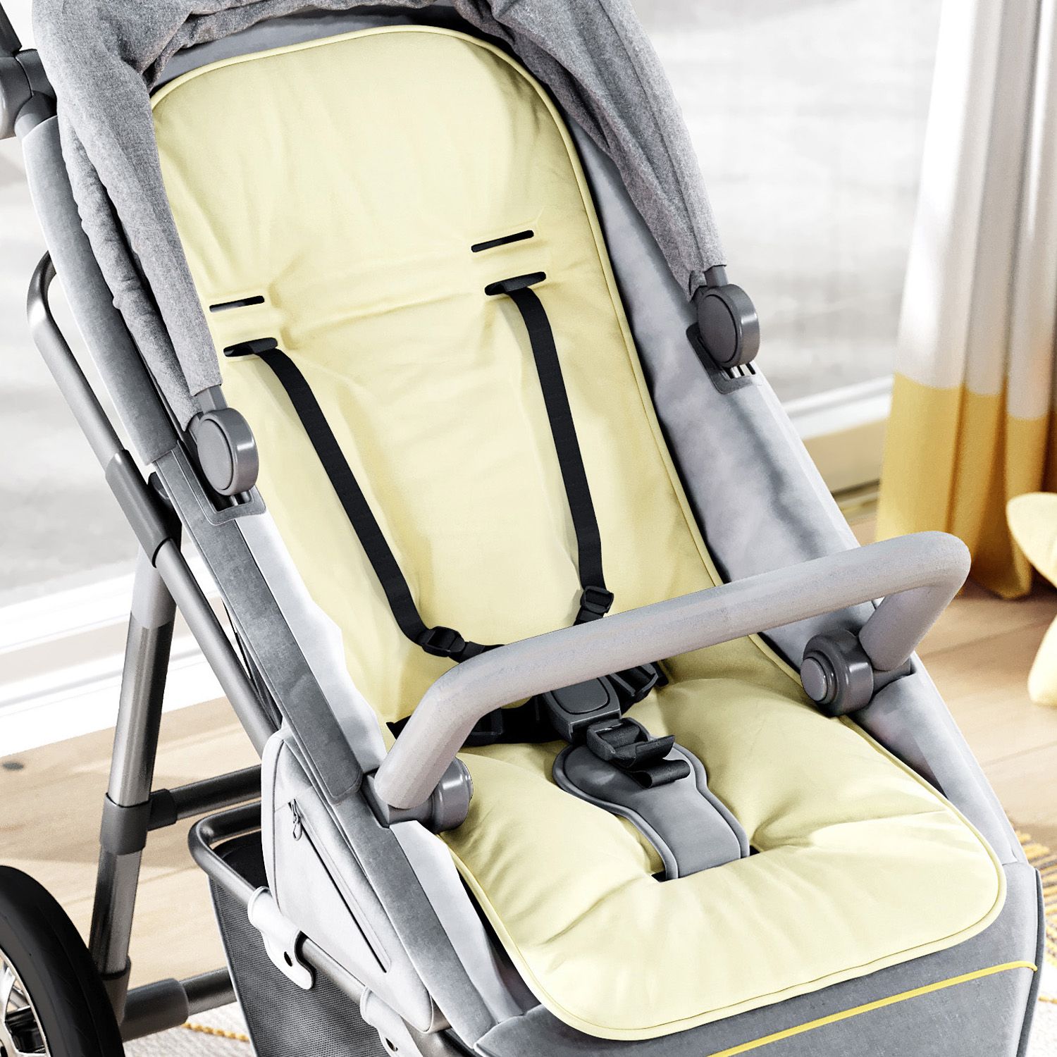 Capa de Carrinho com Protetor de Cinto Amarelo