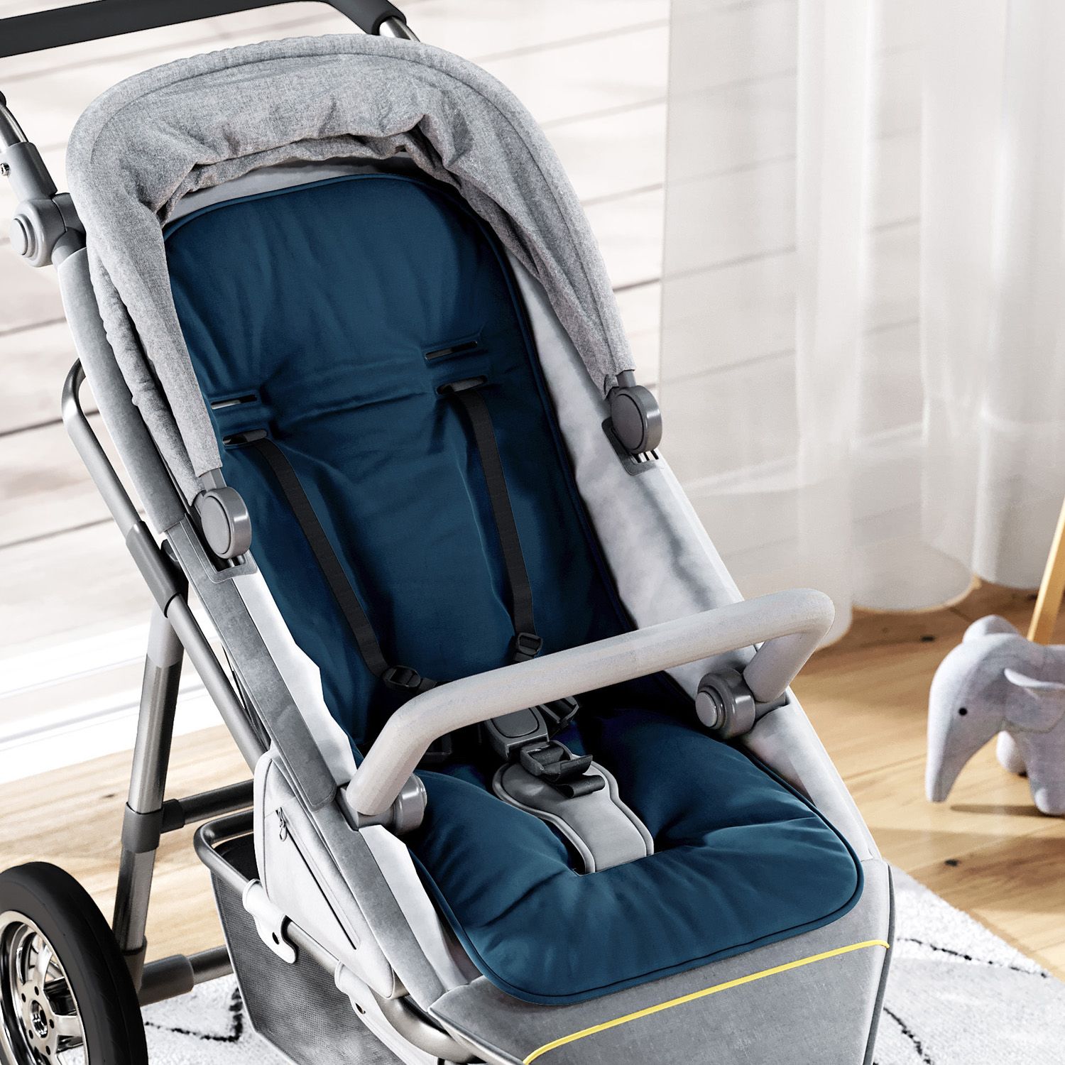 Capa de Bebê Conforto com Protetor de Cinto Azul Marinho