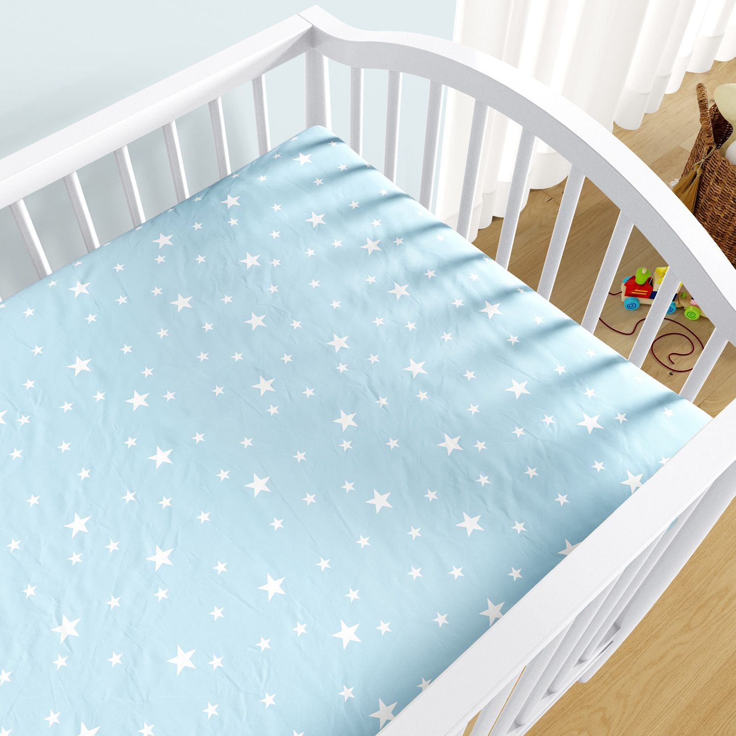 Lençol Berço com Elástico Estrela Rosa