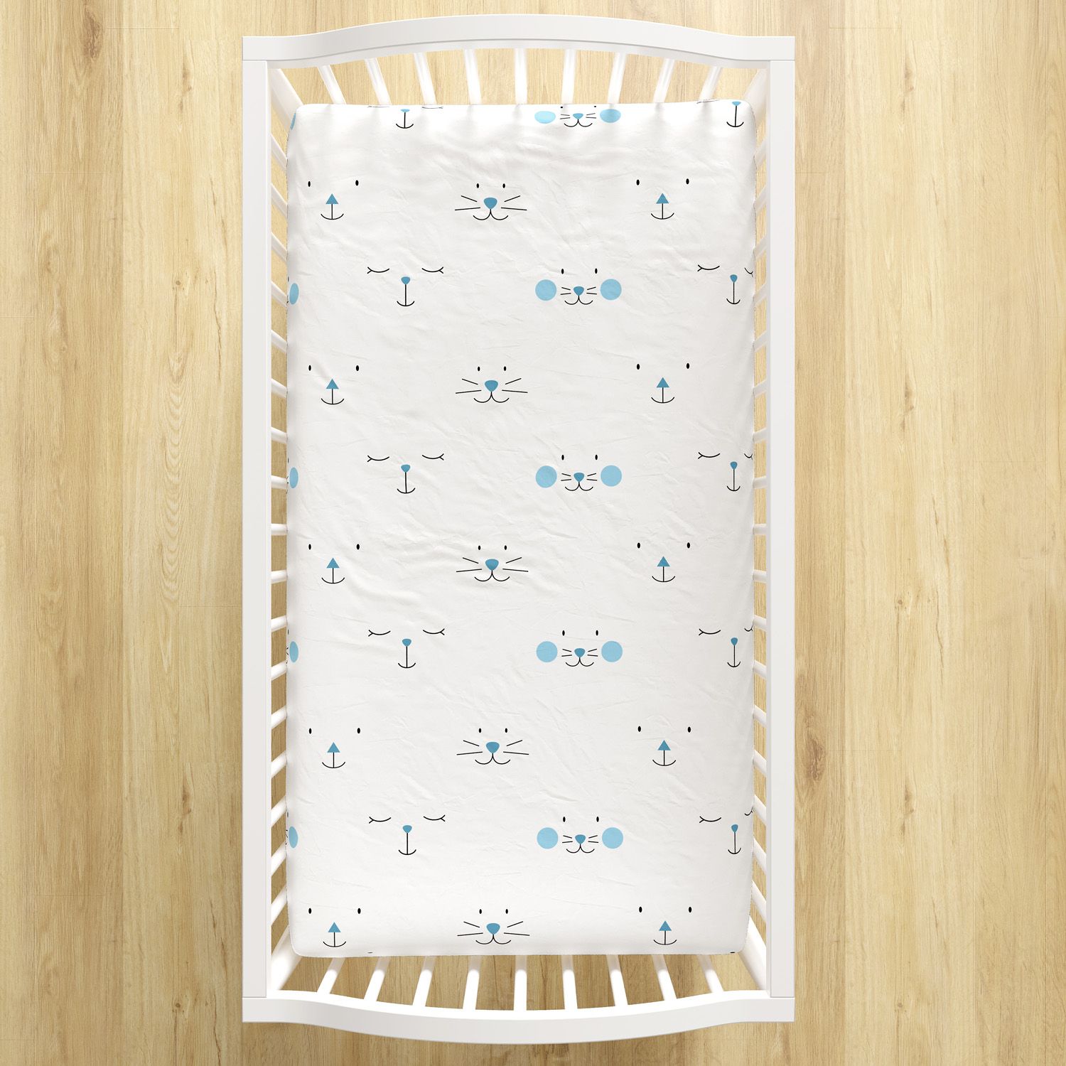 Lençol Berço com Elástico Amiguinhos Azul