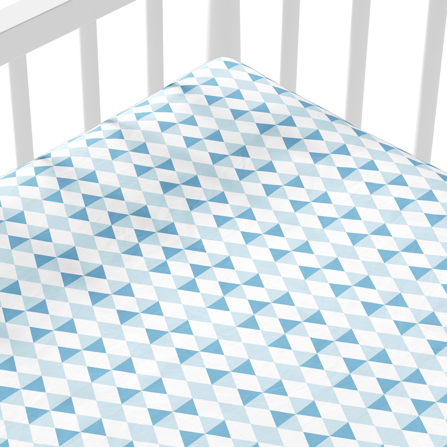 Lençol Berço com Elástico Triângulos Azul