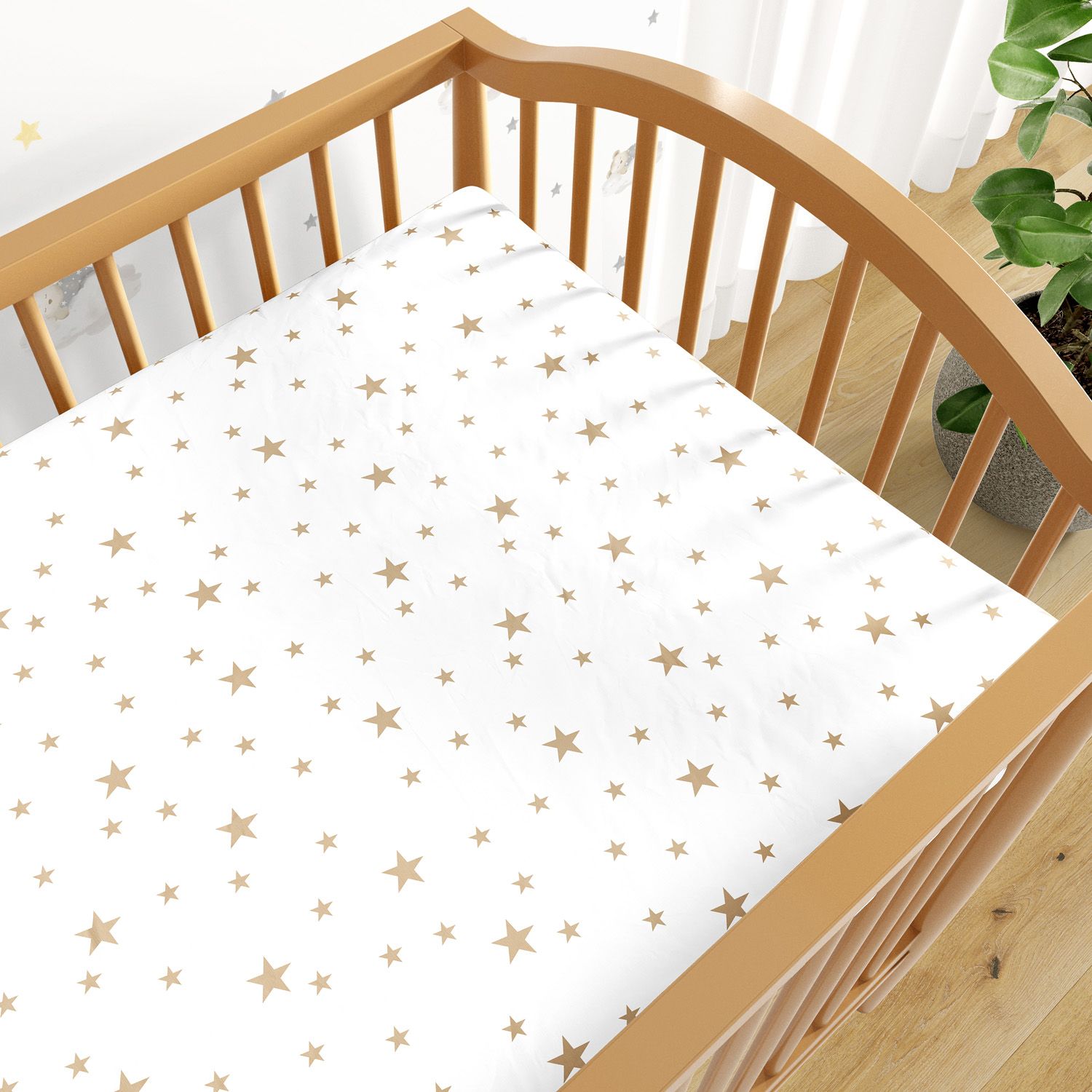 Lençol Berço com Elástico Estrela Rosa