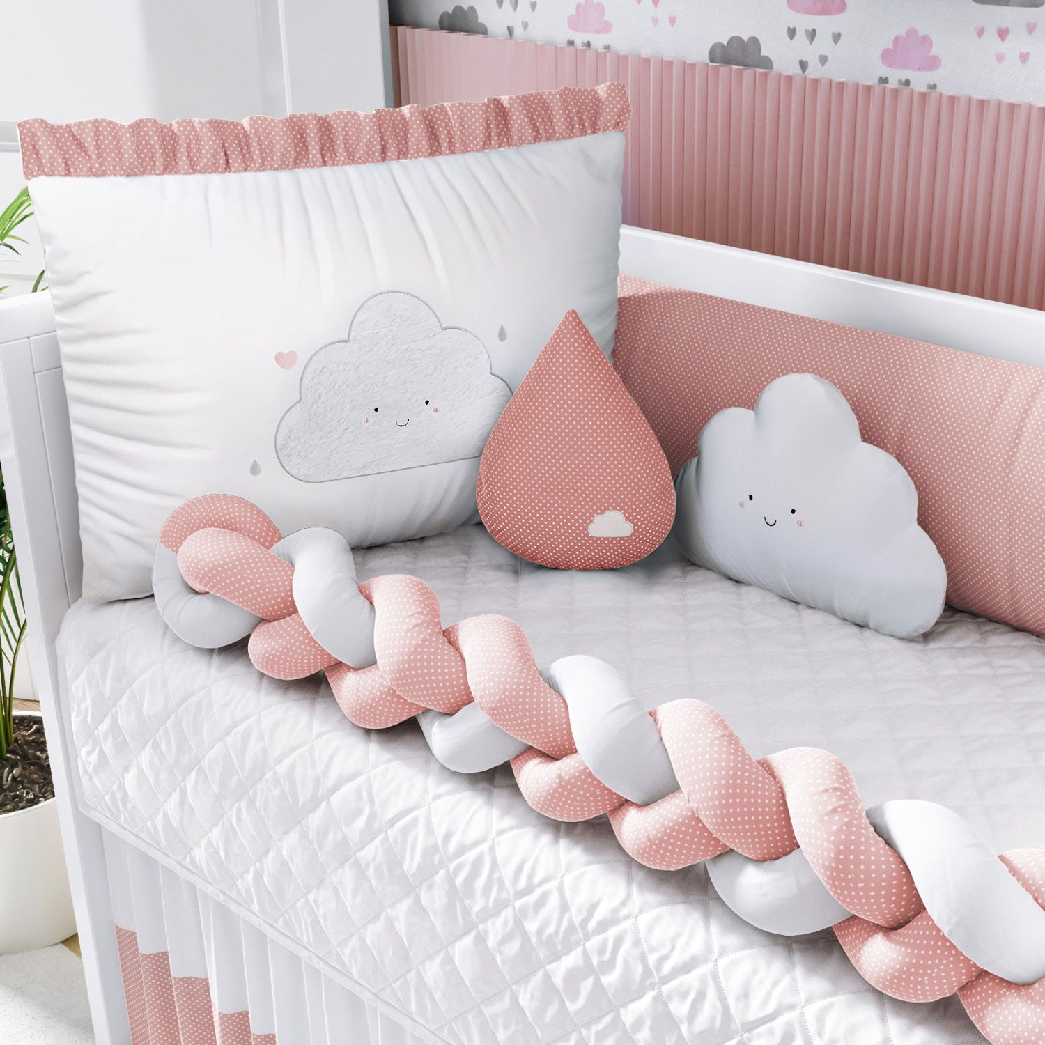 Kit Berço Trança Nuvem de Amor Rose