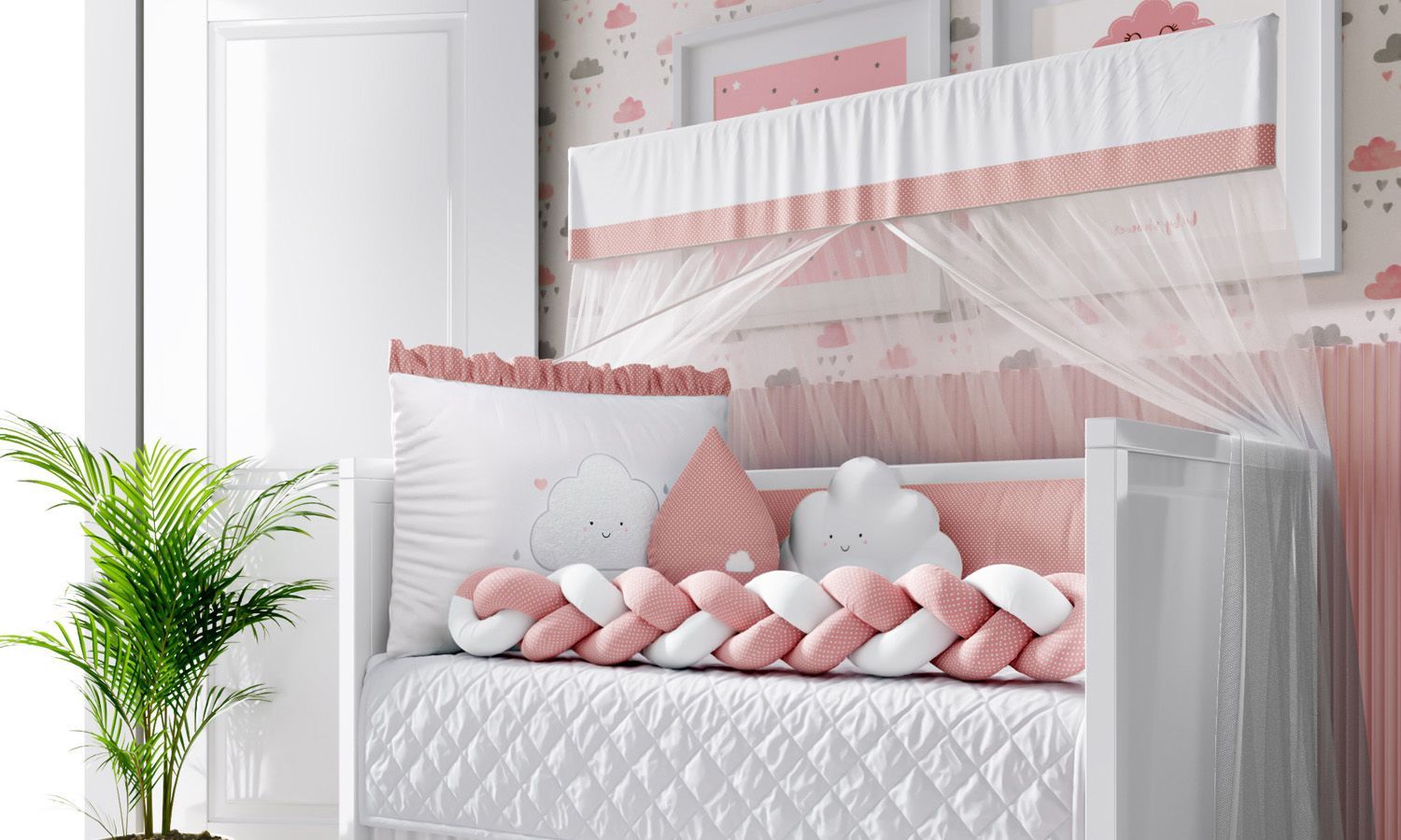 Kit Berço Trança Nuvem de Amor Rose