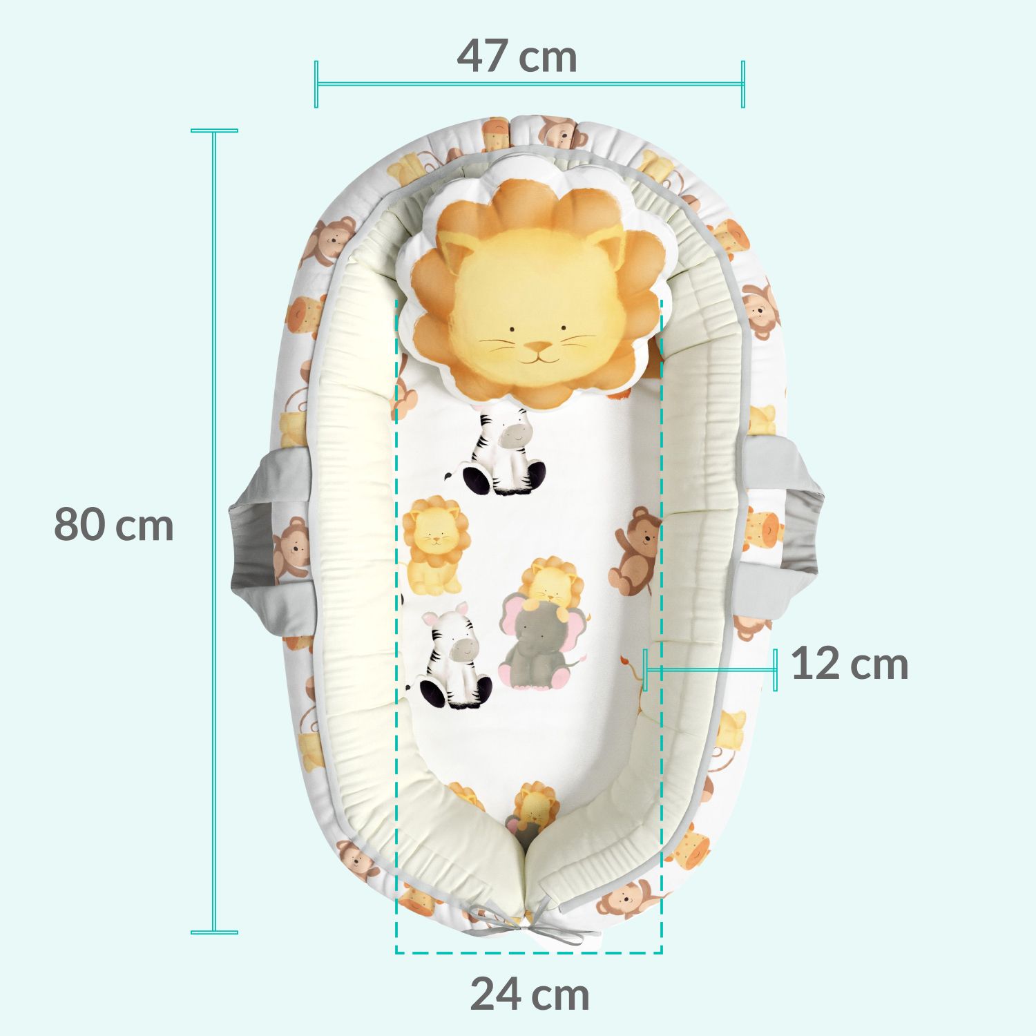 Ninho para Bebê Redutor de Berço Safári Aquarela 80cm