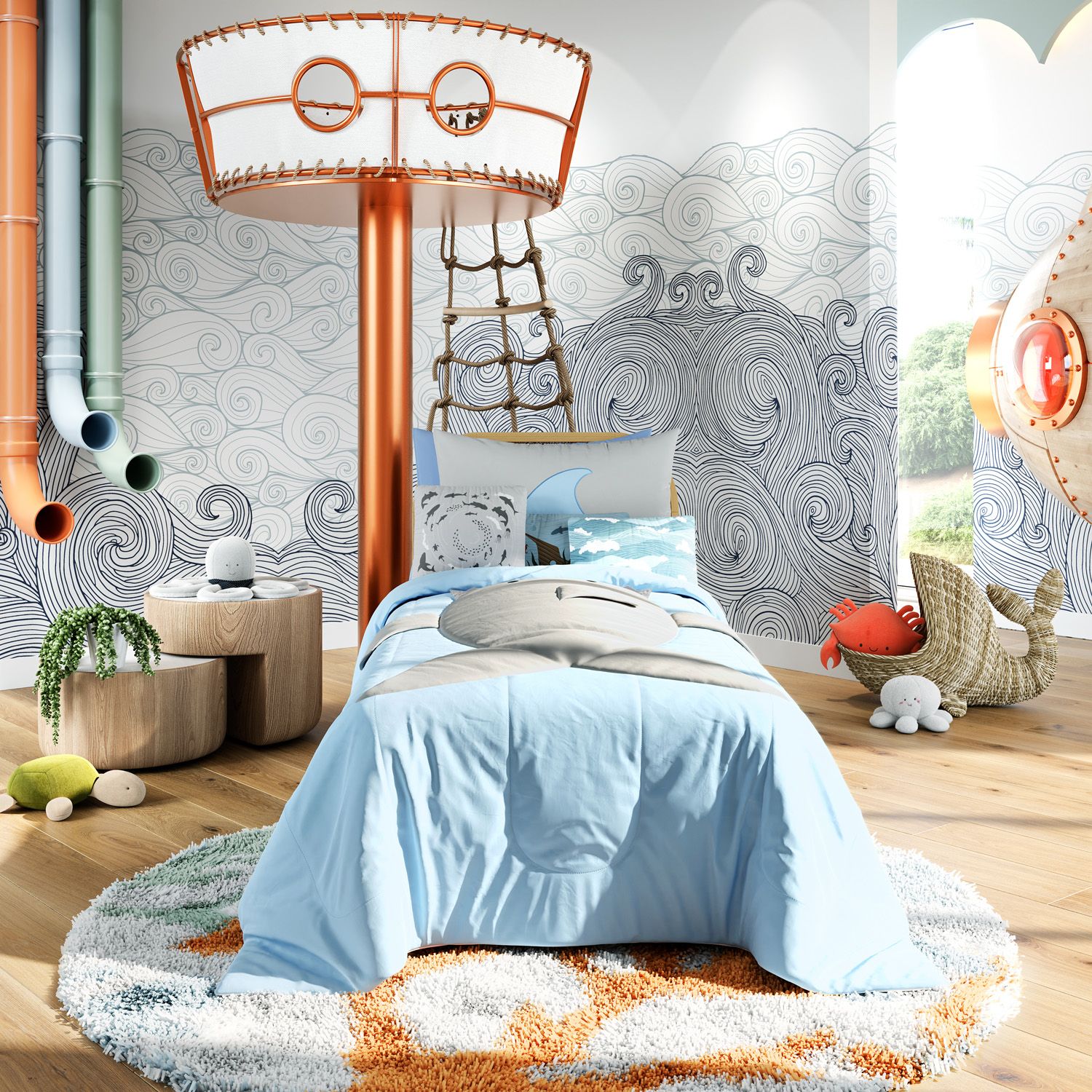 Fronha de Travesseiro Infantil Azul Bebê