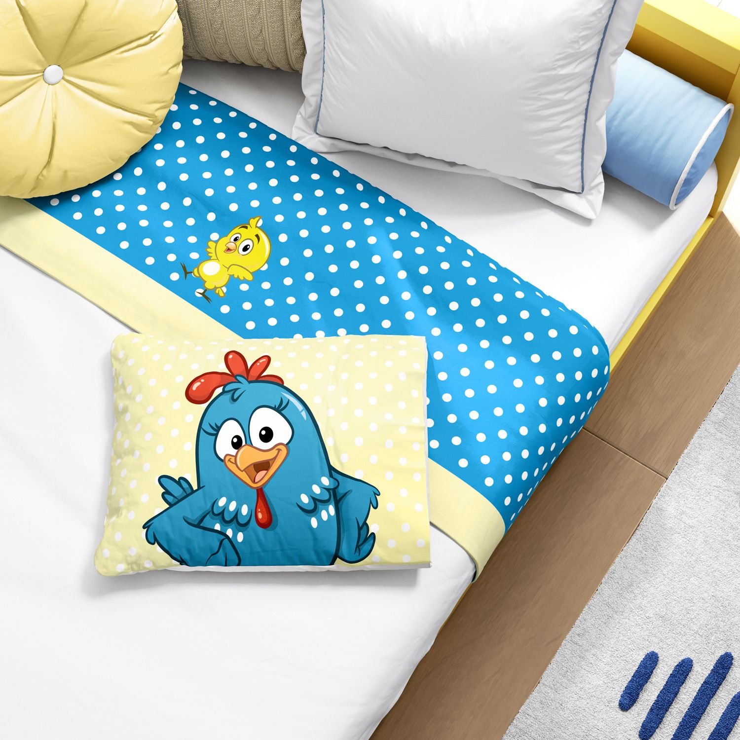 Jogo de Lençol Mini Cama Galinha Pintadinha 3 Peças 