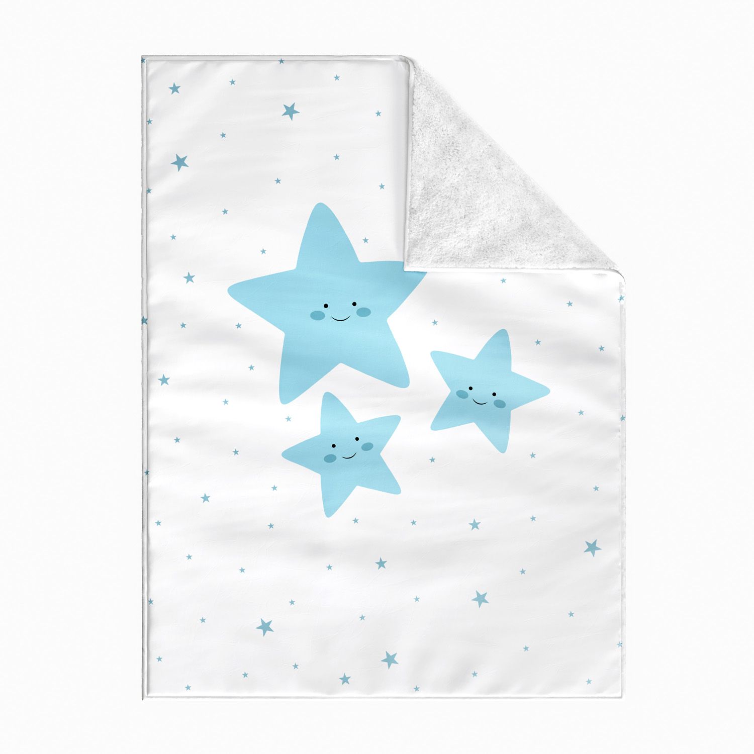 Manta Dupla Face com Soft Estrelinha Sorridente Azul 1M