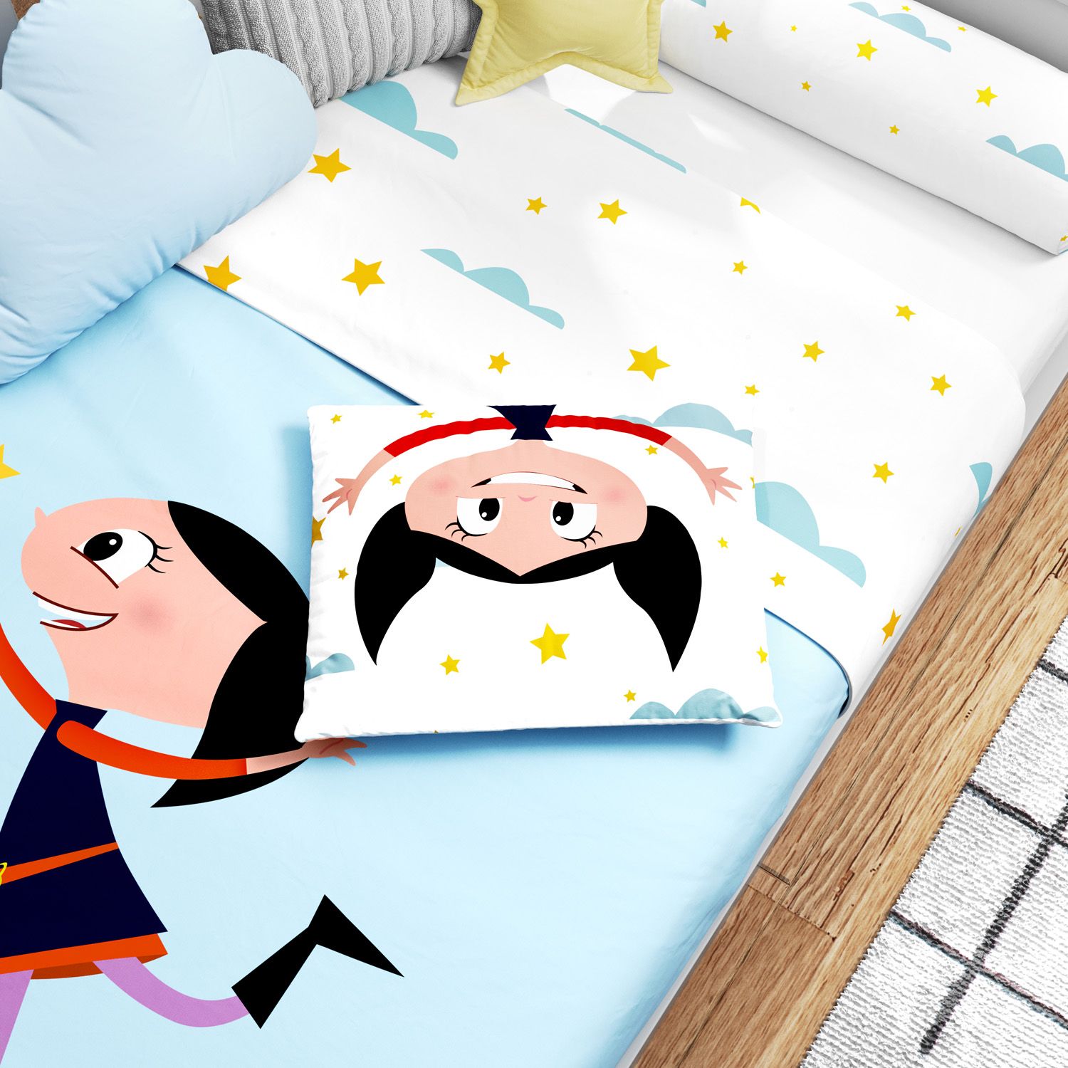 Jogo de Lençol Mini Cama O Show da Luna Estrelinha 3 Peças