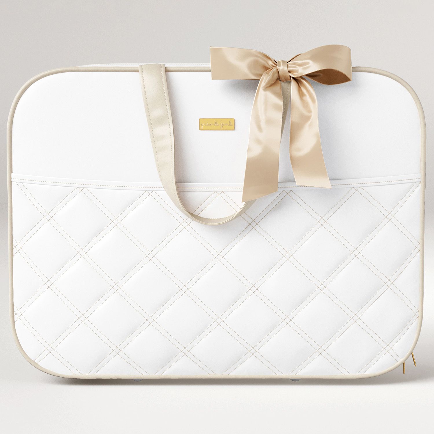 Mala Maternidade Branco e Bege Luxo 48cm