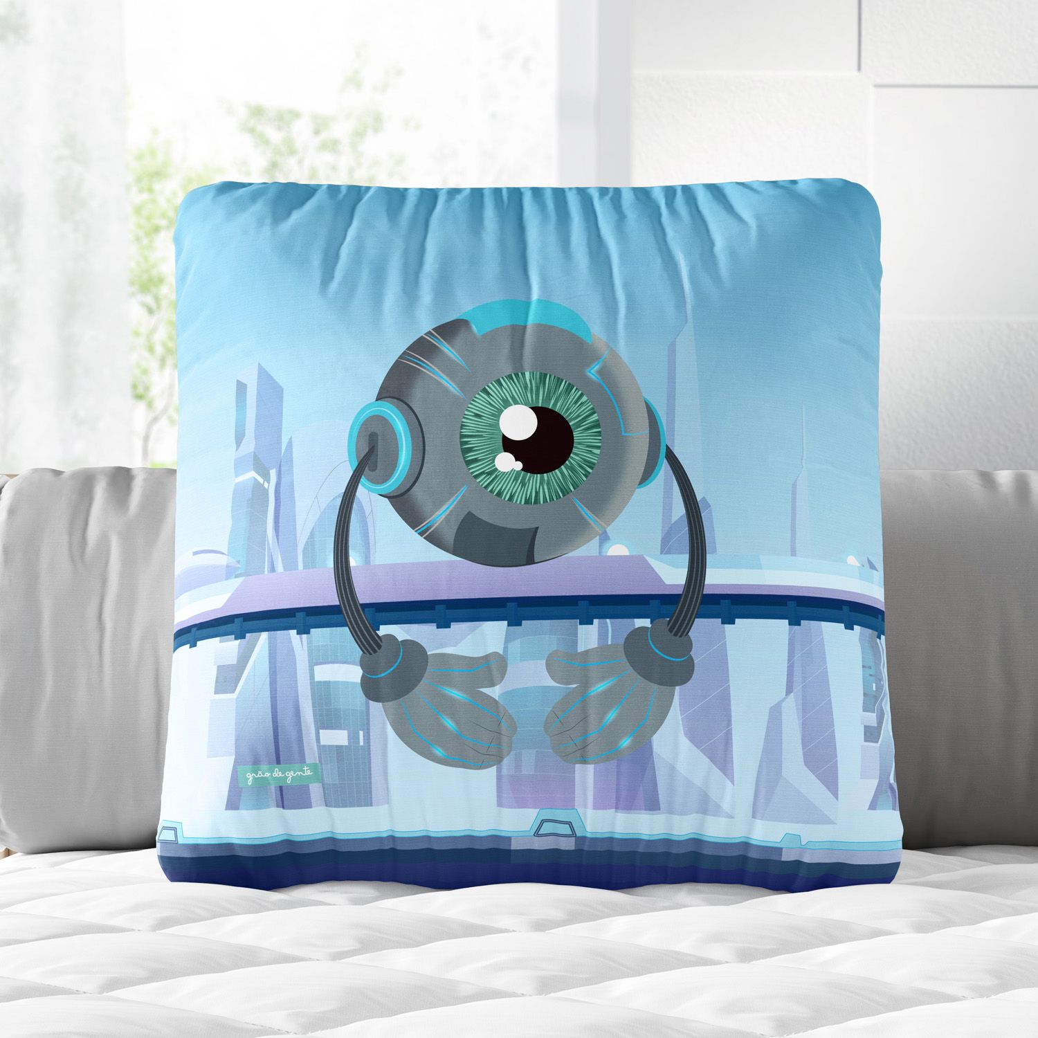 Almofada Quadrada Gamer Robô 30cm