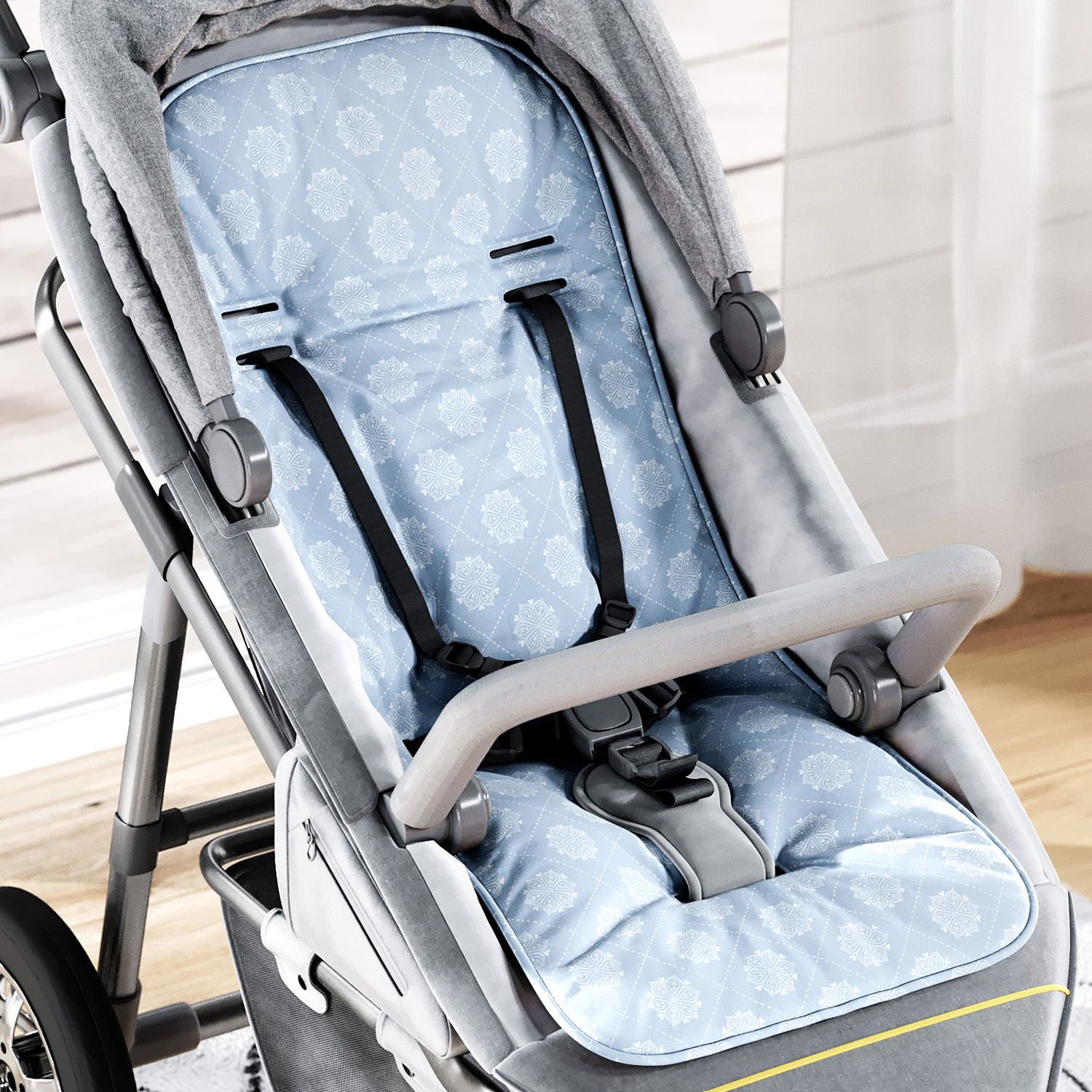 Capa de Carrinho com Protetor de Cinto Mandala Coração Azul