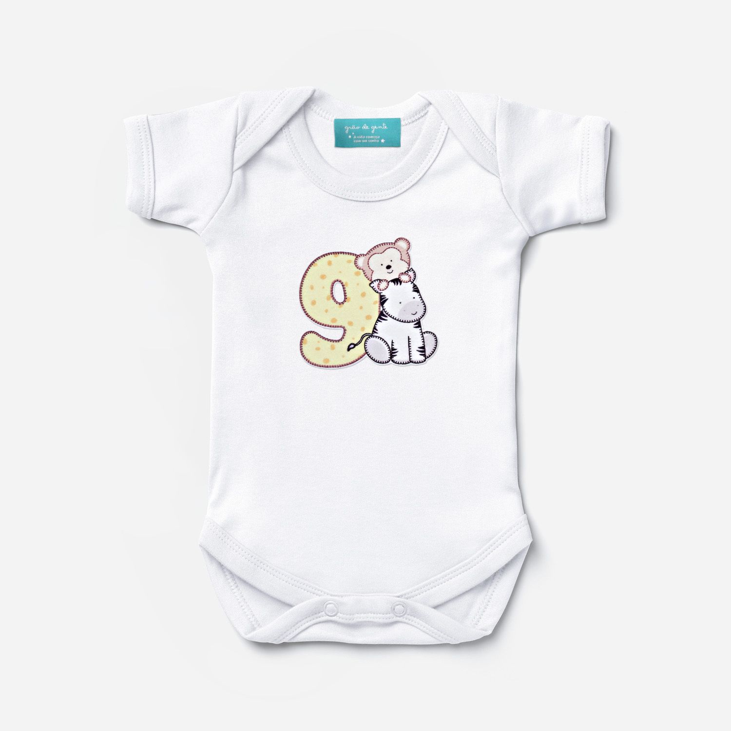 Body Mesversário Safári Baby Manga Curta 9 Meses Tam M