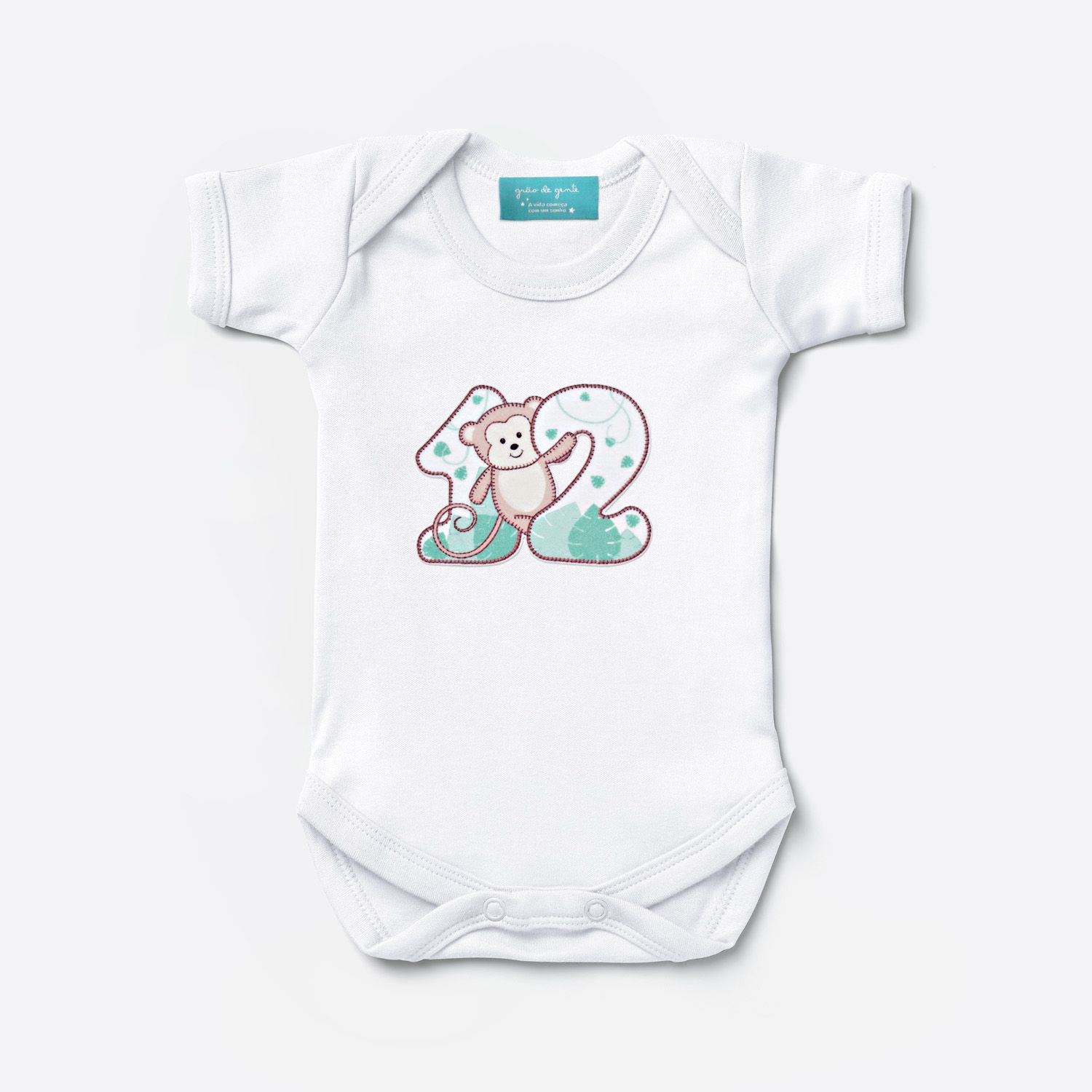 Body Mesversário Safári Baby Manga Curta 12 Meses Tam G