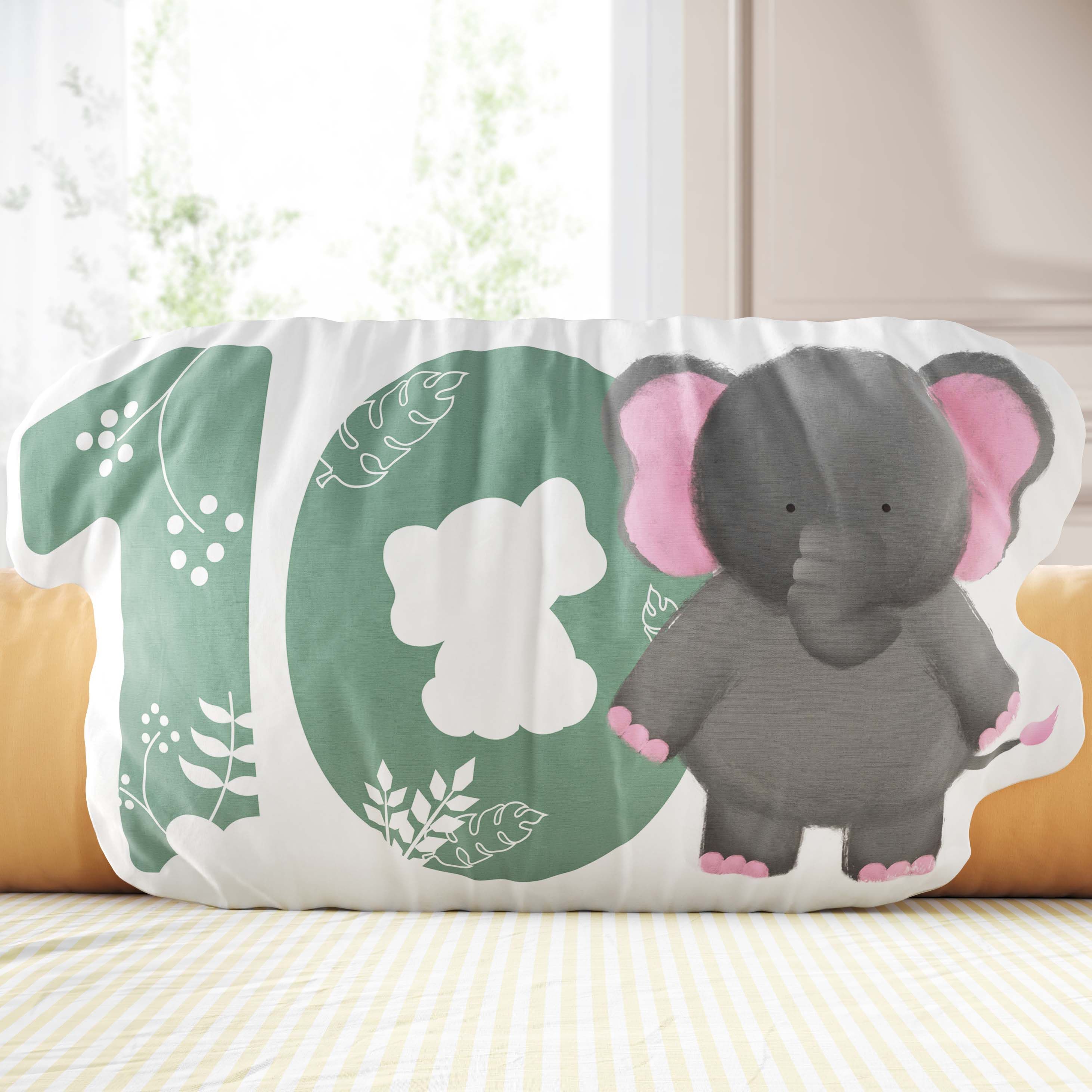 Almofada Mesversário 10 Meses Safári Aquarela 20cm