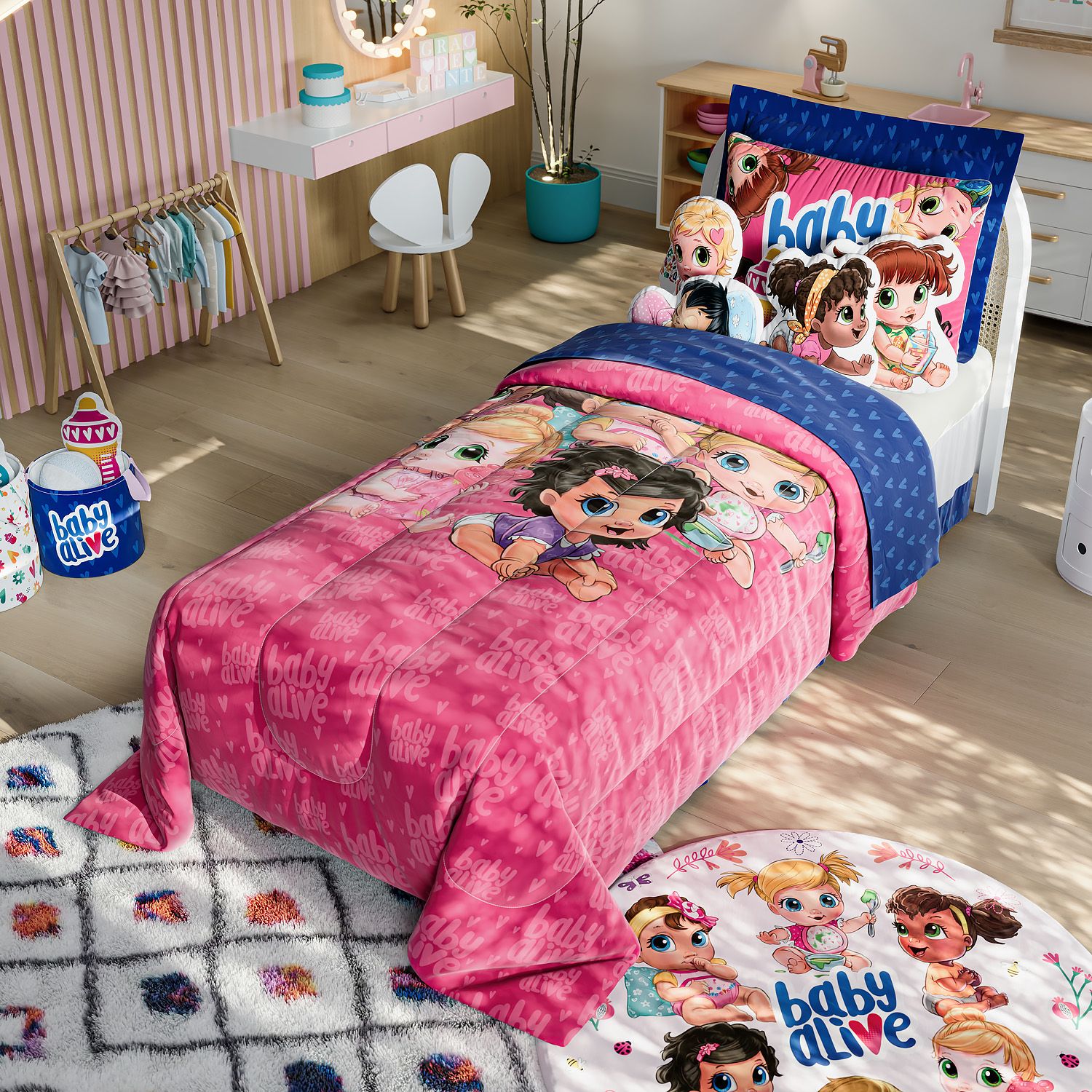 Saia de Cama Infantil Solteiro Baby Alive