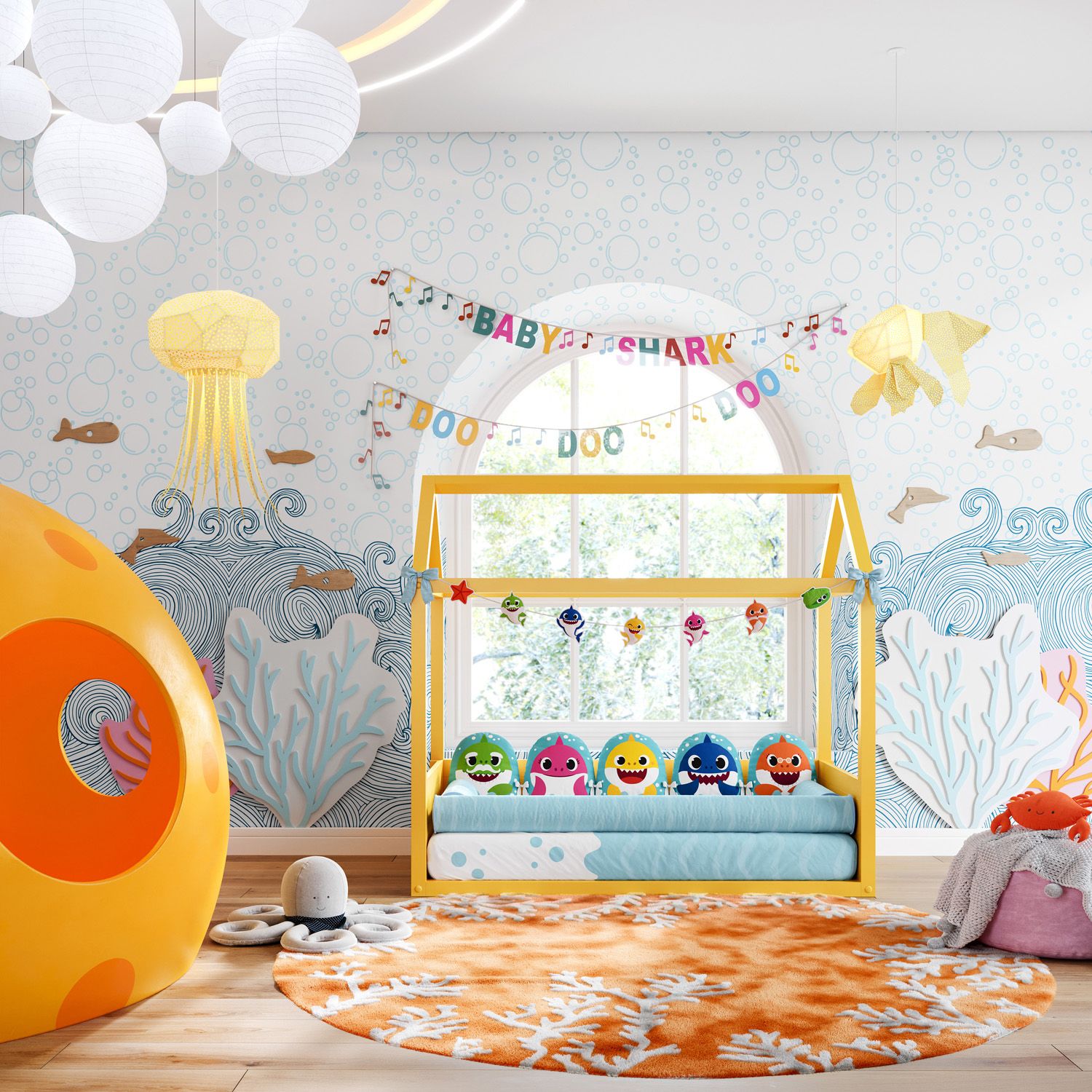 Jogo de Lençol Mini Cama Baby Shark