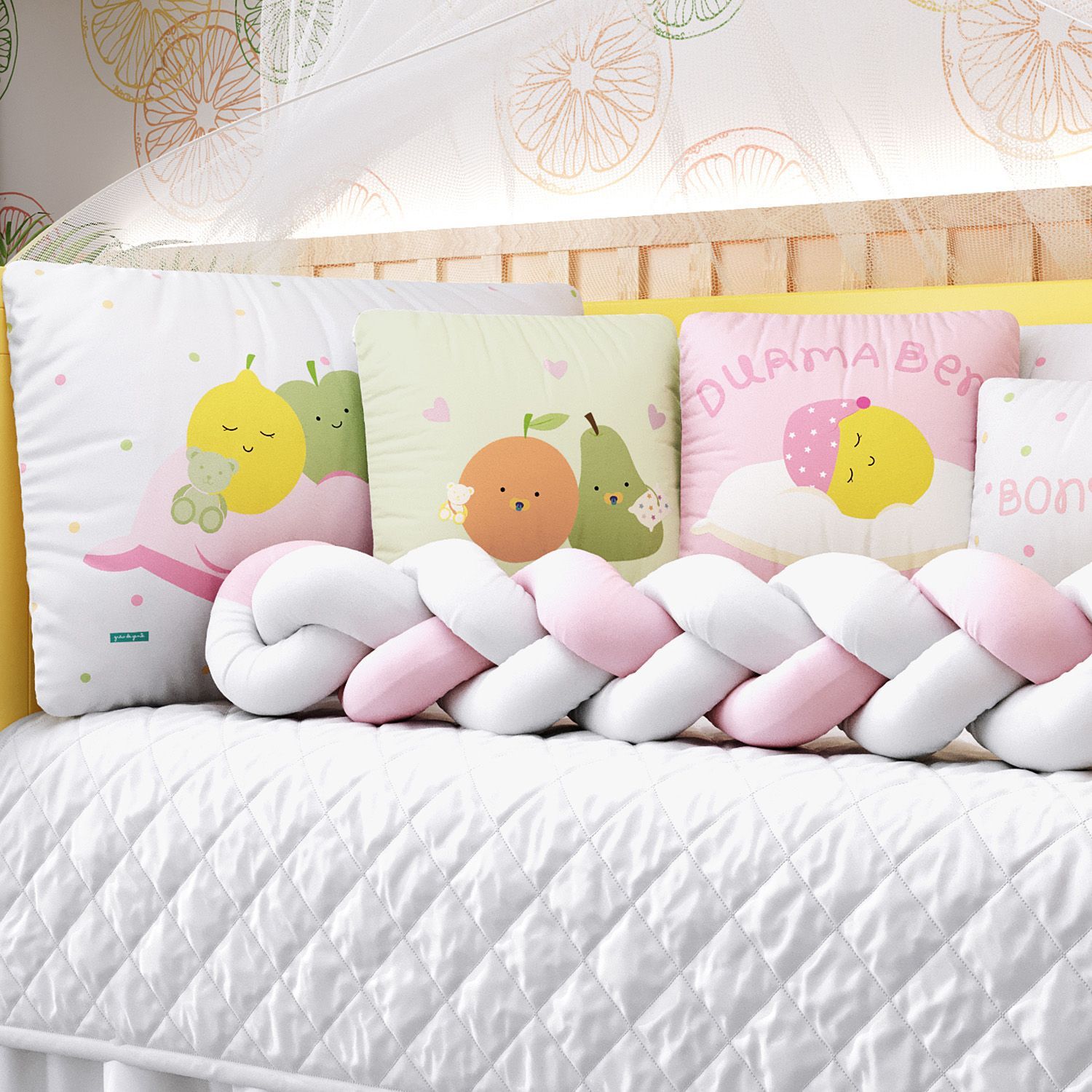 Kit Berço Trança Frutinhas Poá