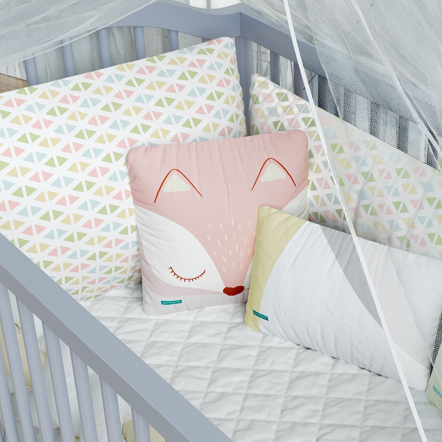 Kit Berço Trança Geométrico Multicor