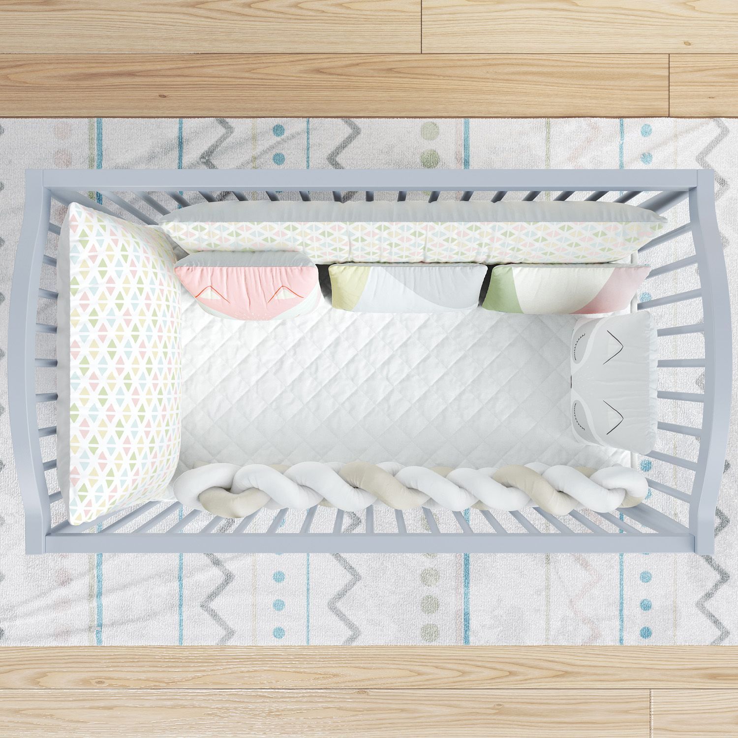 Kit Berço Trança Geométrico Multicor