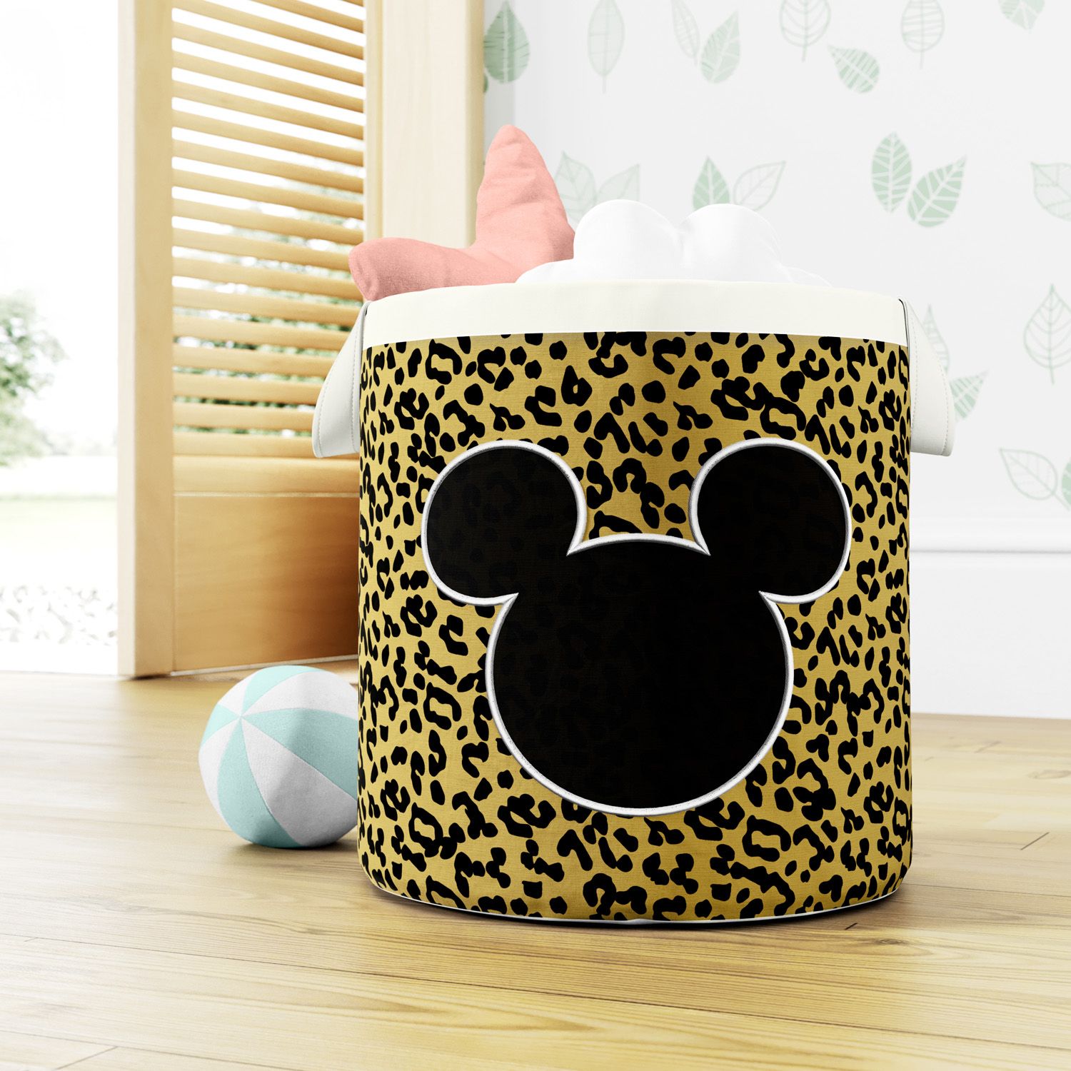 Cesto Organizador para Brinquedos Mickey Mouse Safári Animal Print 28cm