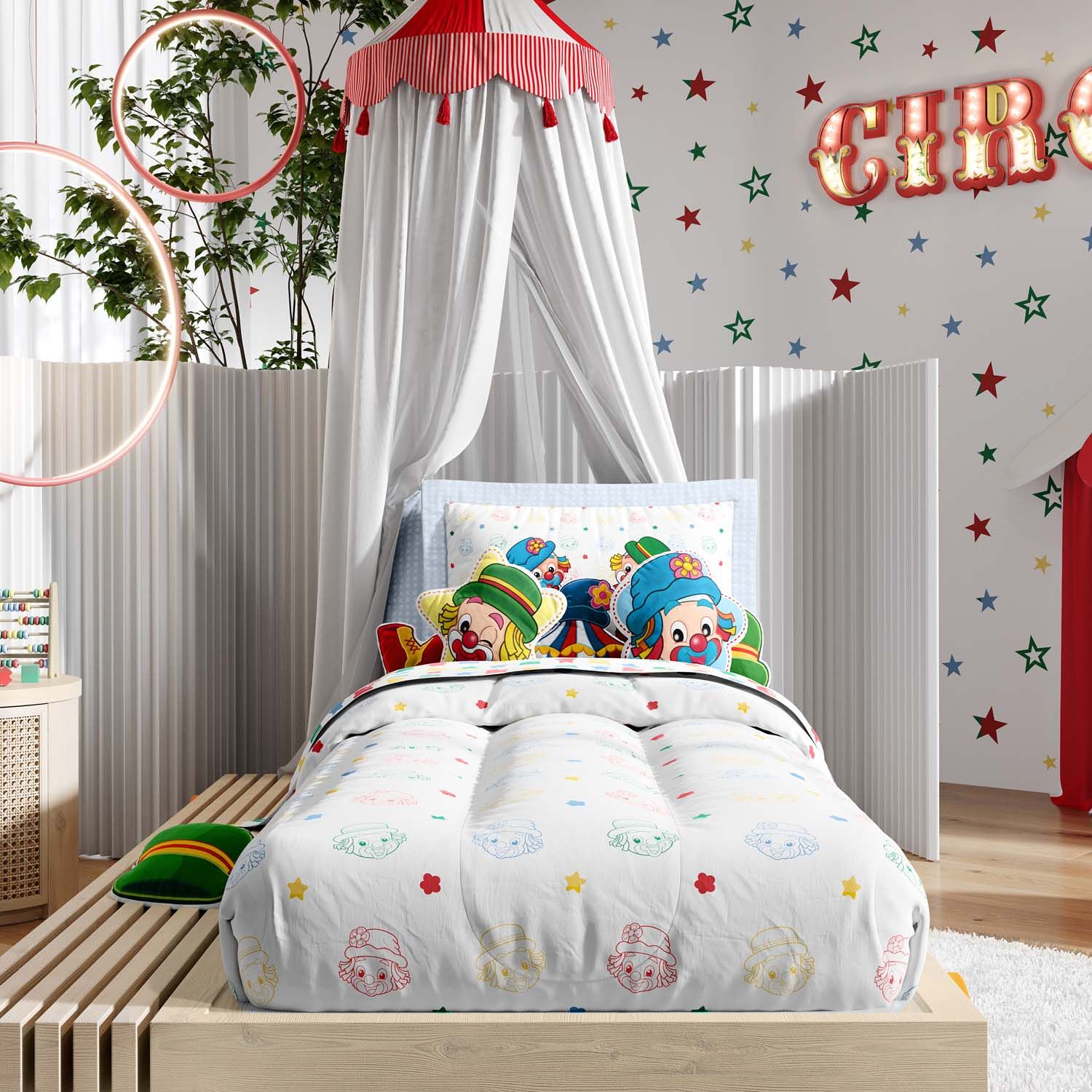 Fronha de Travesseiro Infantil Solteiro Azul Patati Patatá