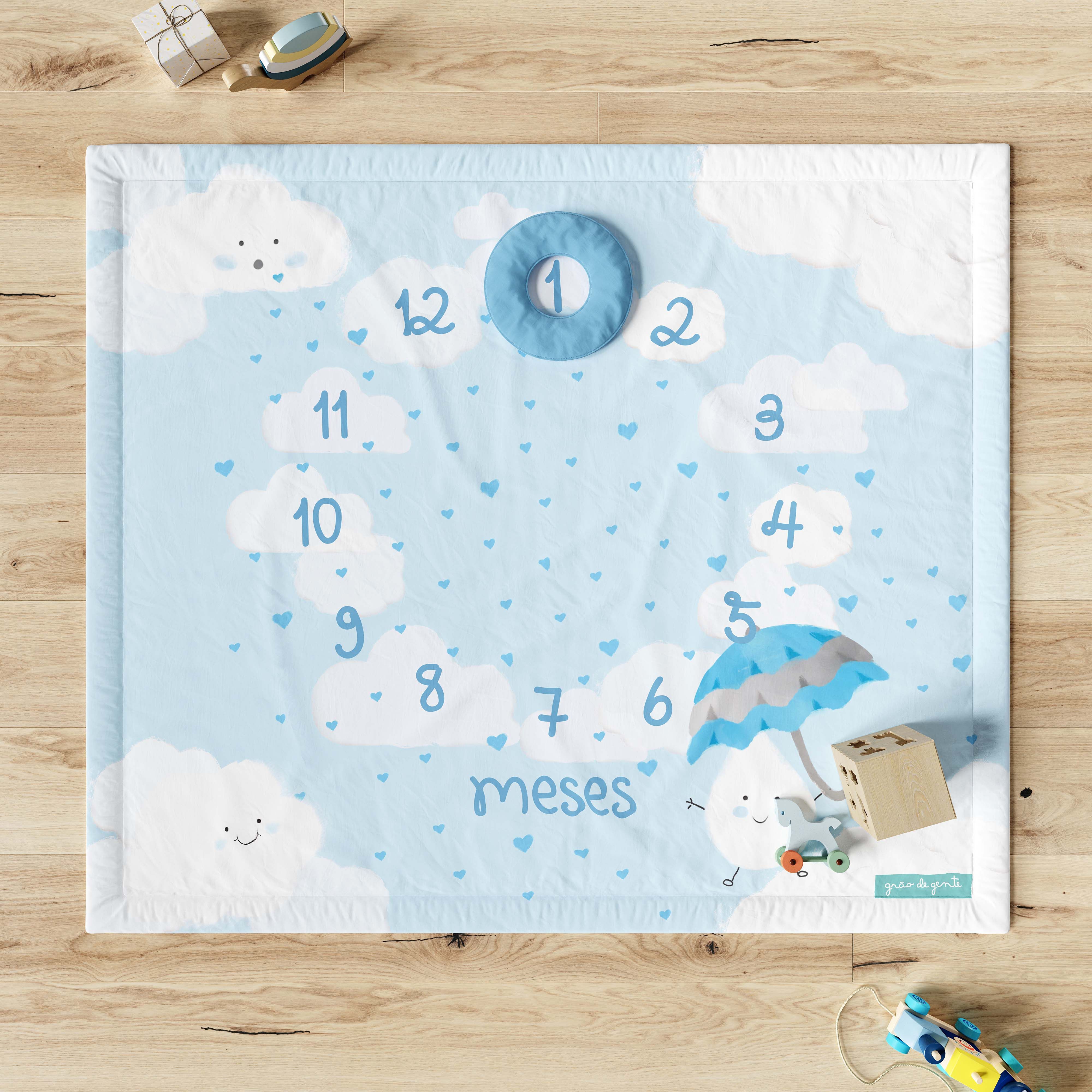 Tapete Mesversário Chuva de Amor Azul