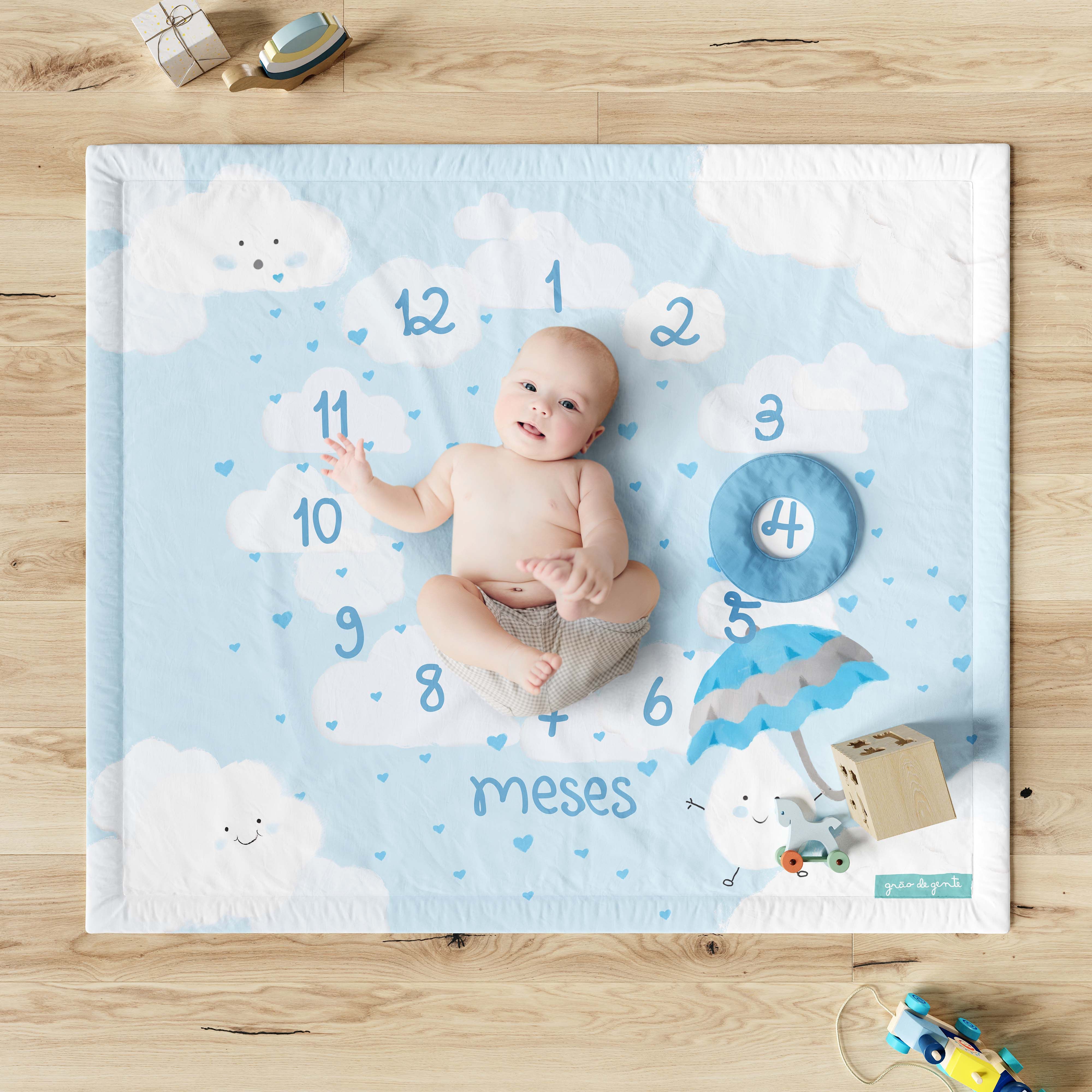 Tapete Mesversário Chuva de Amor Azul