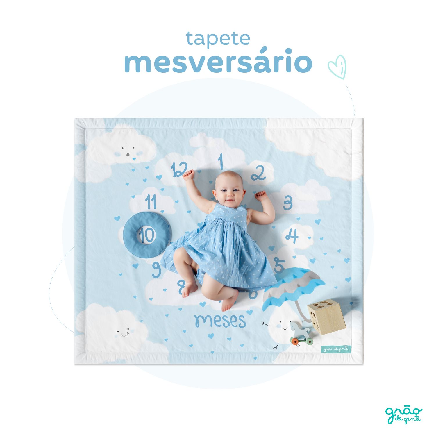 Tapete Mesversário Chuva de Amor Azul
