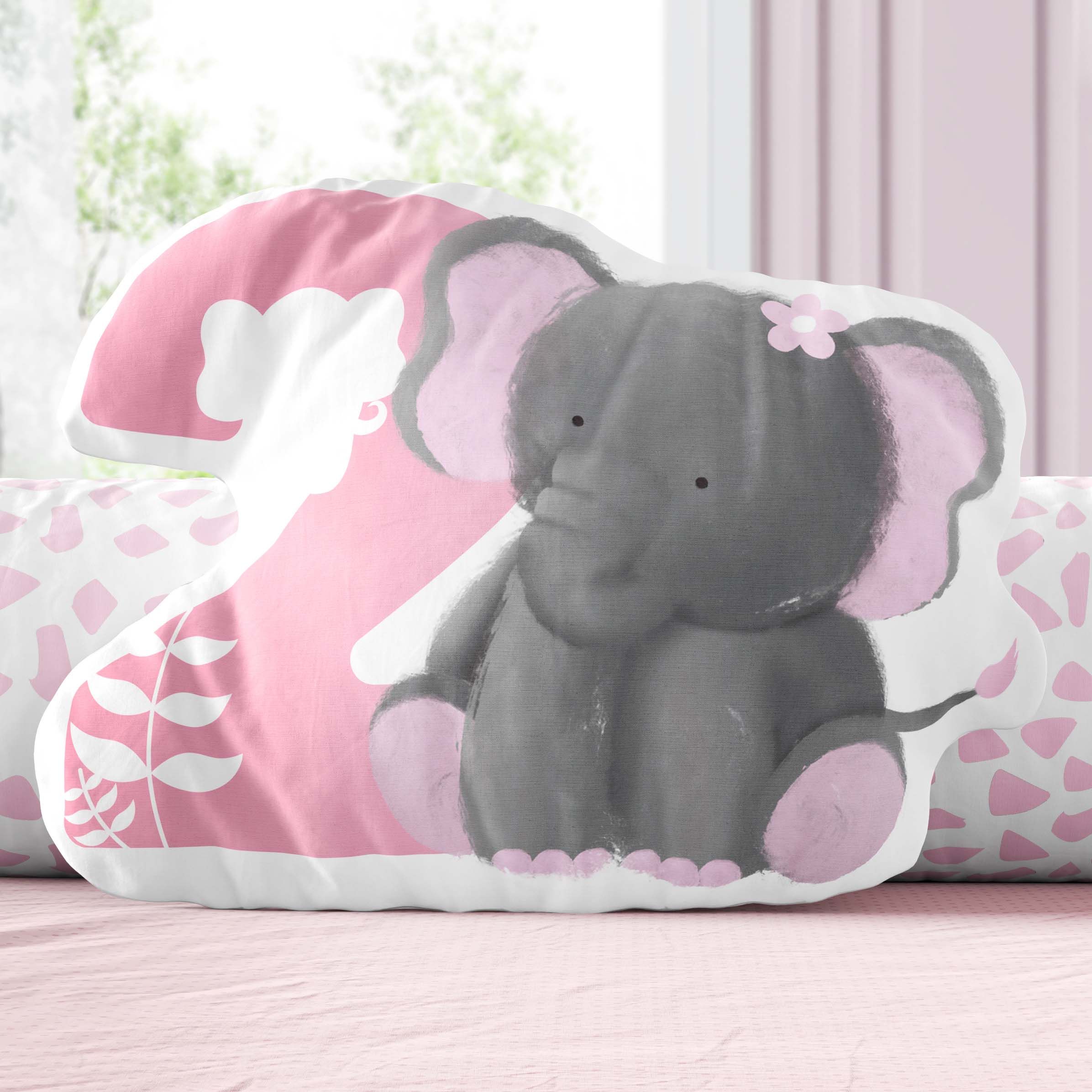 Almofada Mesversário 2 Meses Safári Aquarela Rosa 20cm