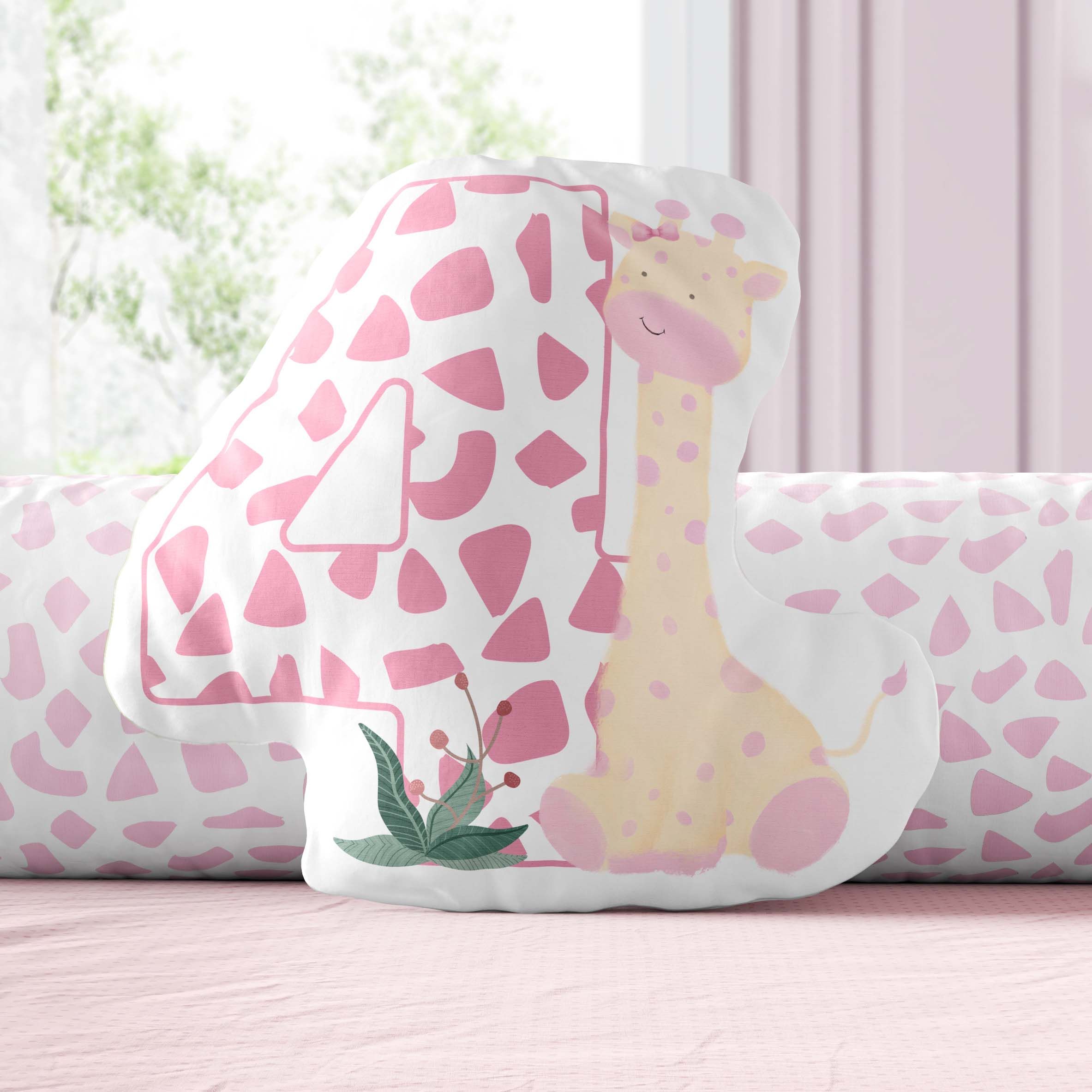 Almofada Mesversário 4 Meses Safári Aquarela Rosa 20cm