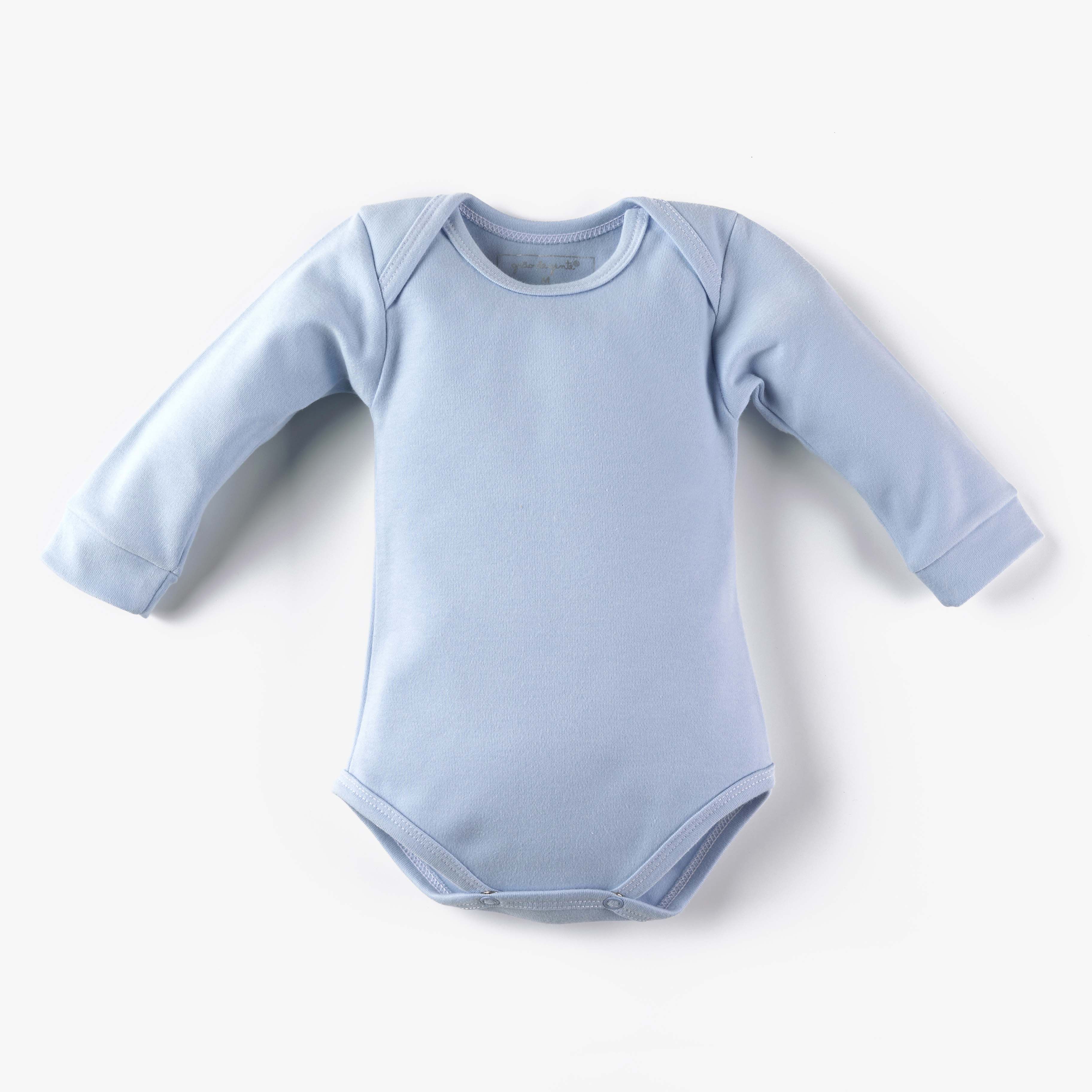 Body Manga Longa Comfort em Algodão Egípcio Azul Bebê 3m