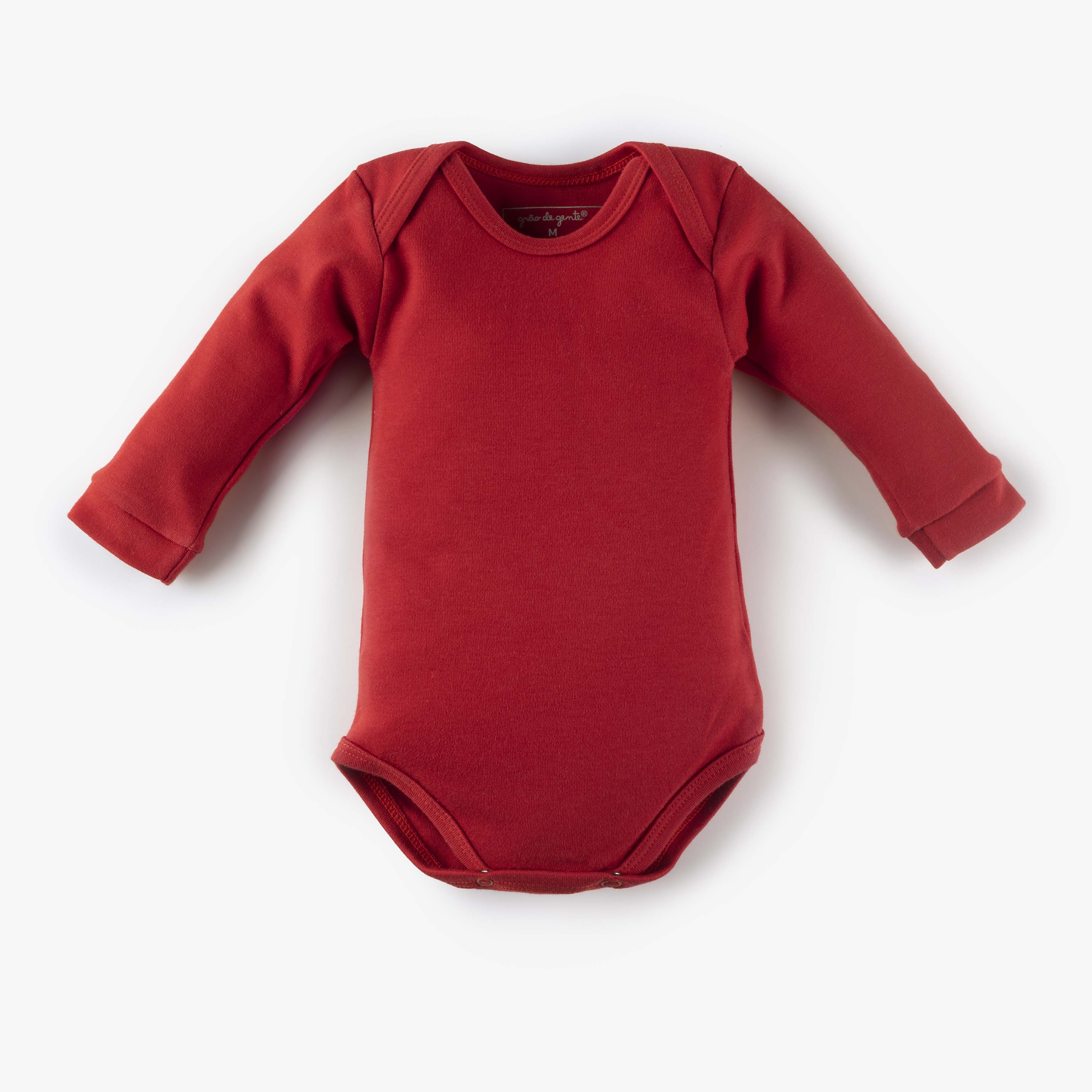 Body Manga Longa Comfort em Algodão Egípcio Vermelho 12m