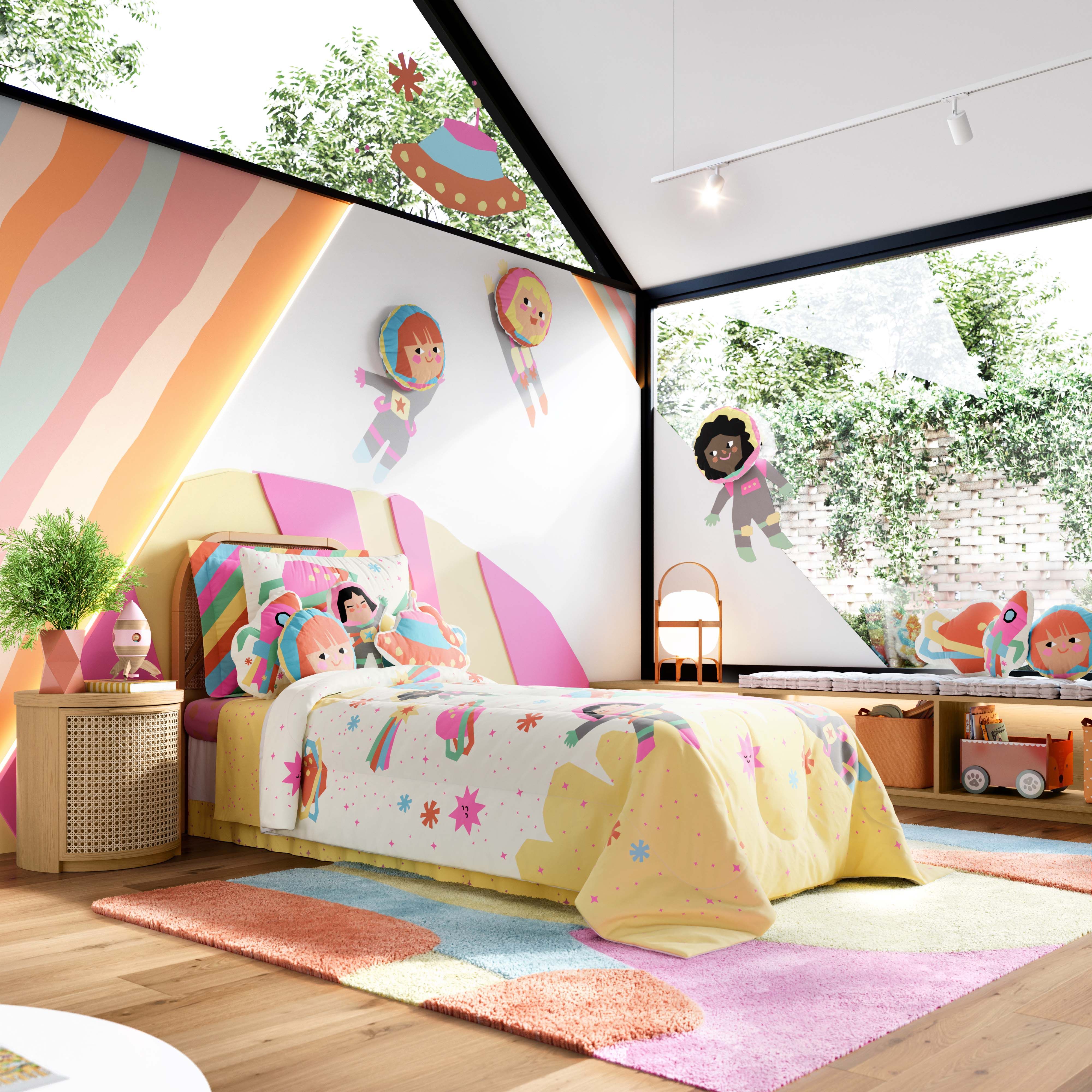 Fronha de Travesseiro Infantil Meninas Astronautas