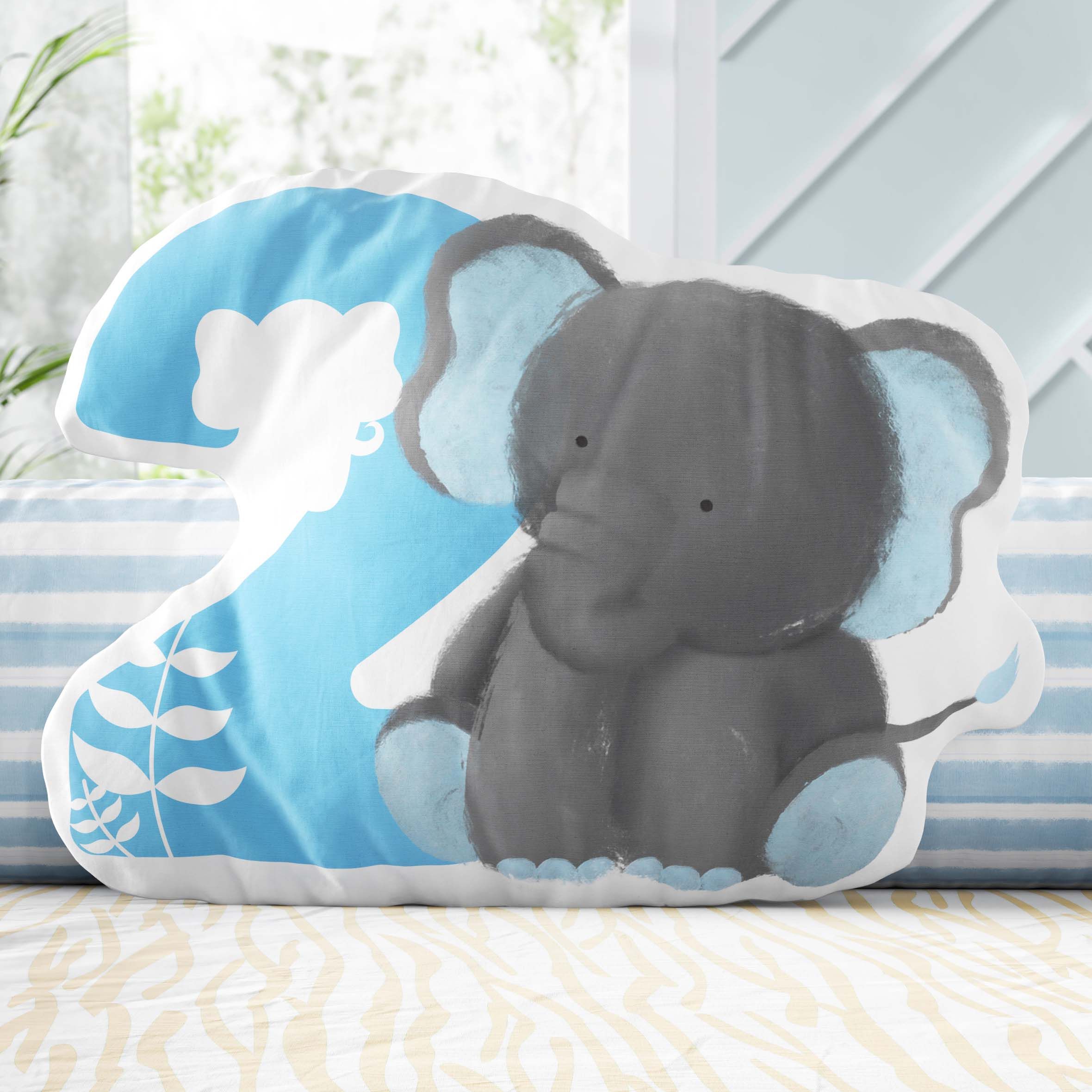 Almofada Mesversário 2 Meses Safári Aquarela Azul 20cm