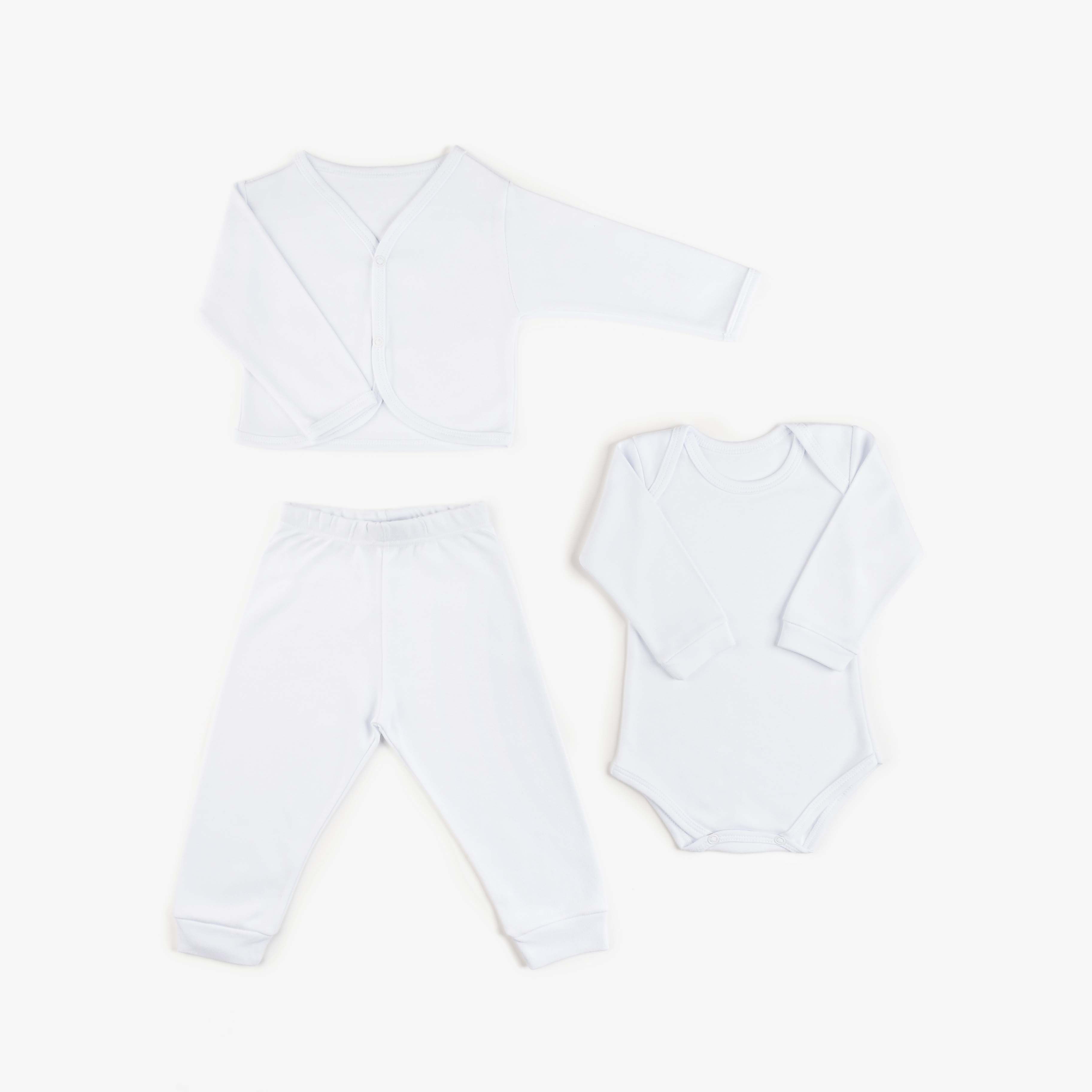 Kit Body, Calça e Casaquinho Comfort em Algodão Egípcio Branco 3m