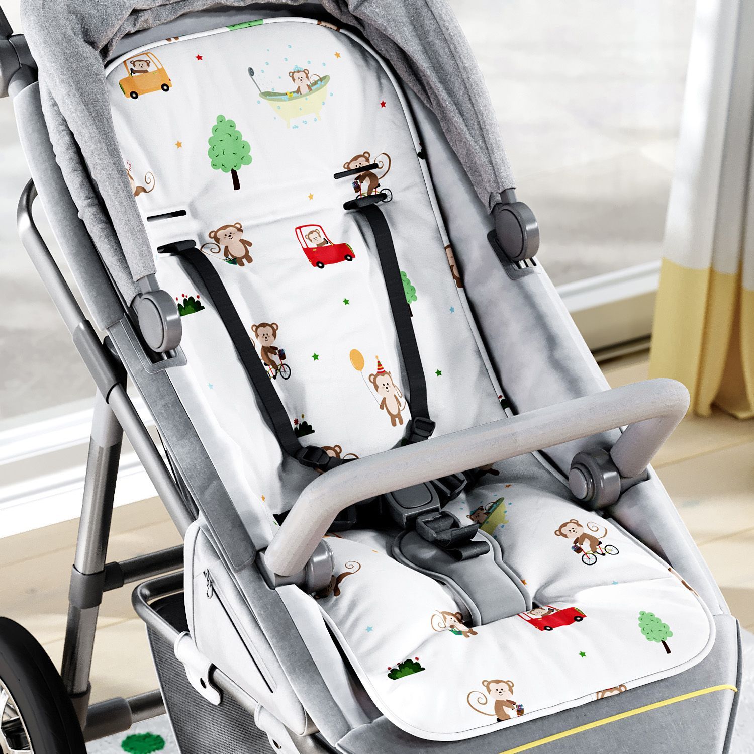 Capa de Carrinho com Protetor de Cinto Macaquinho