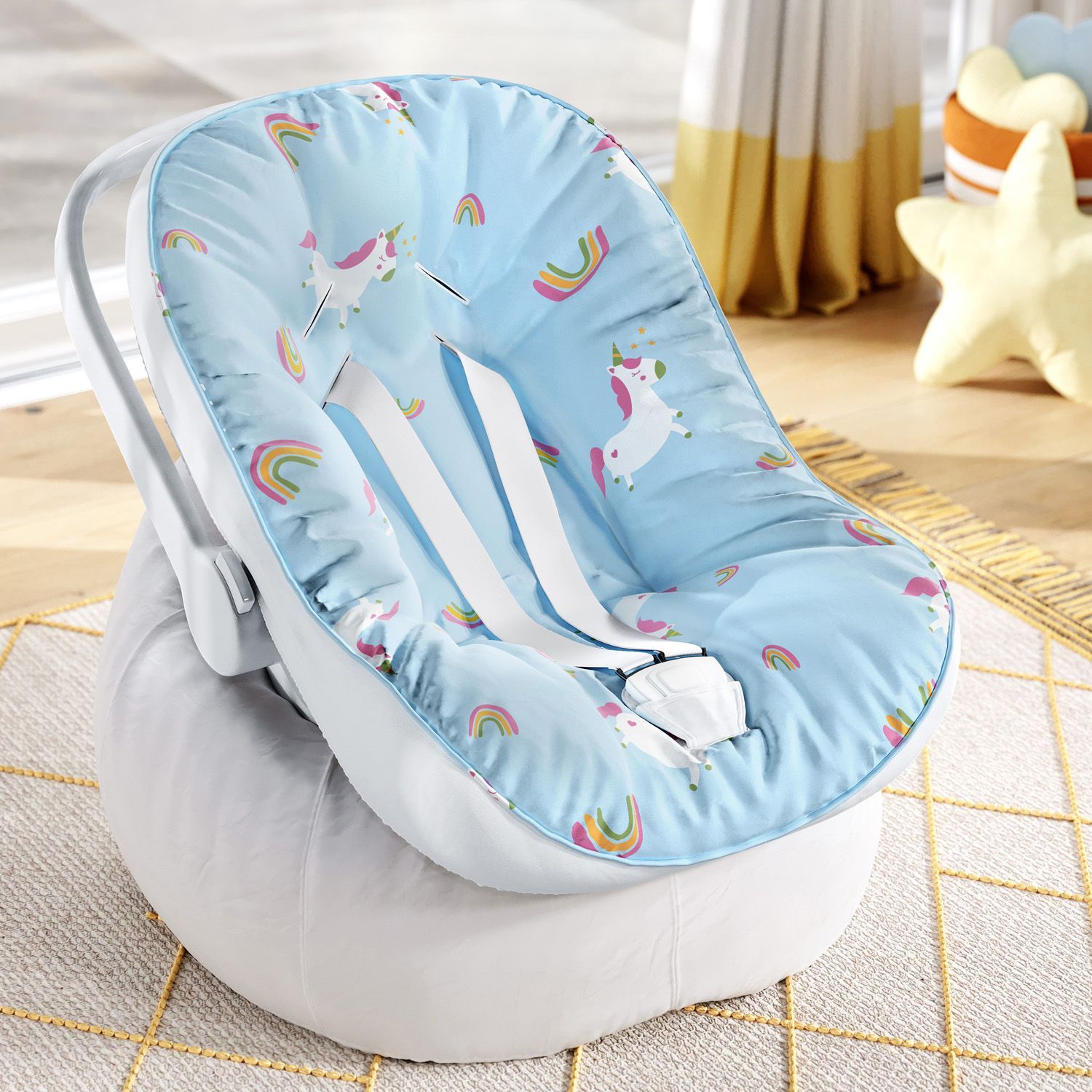 Capa de Bebê Conforto Amiguinhas Unicórnio Azul