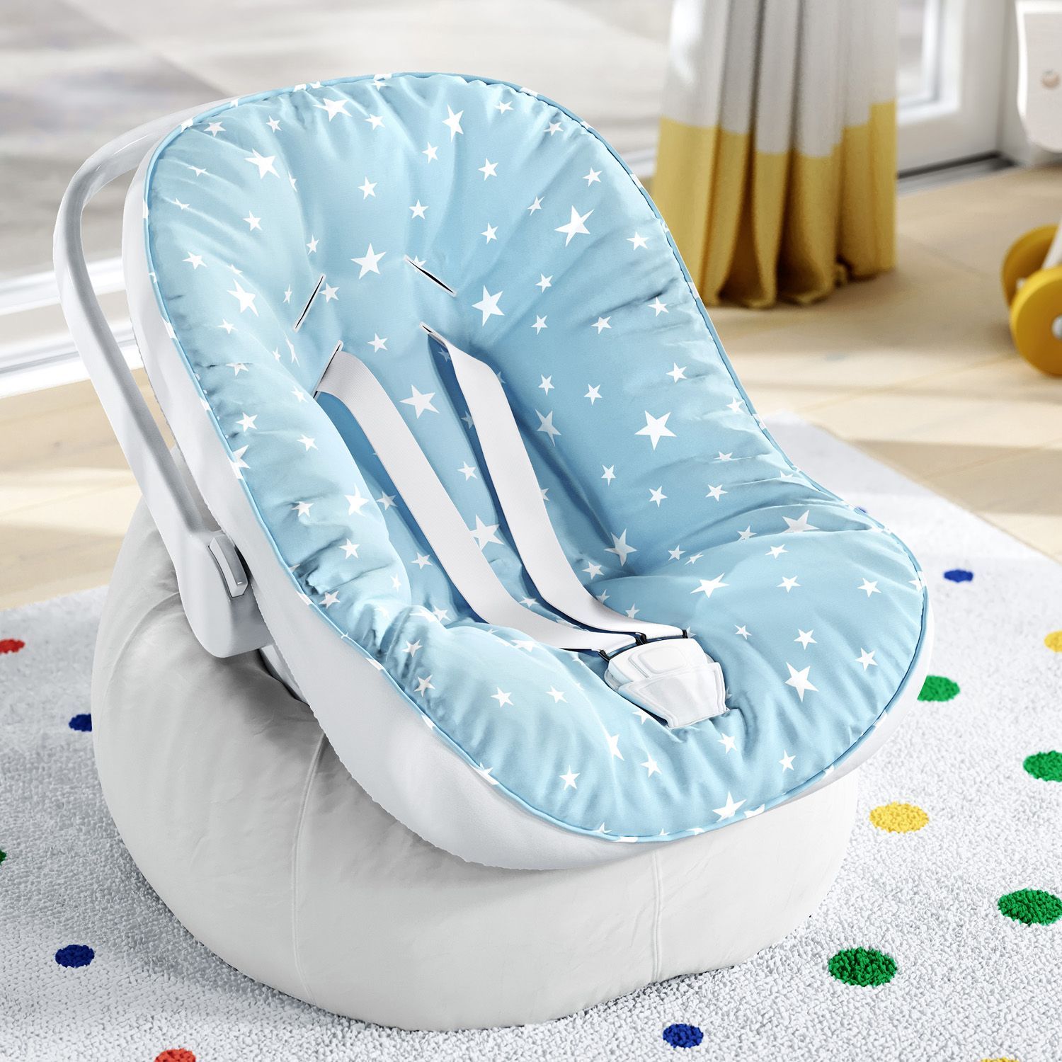 Capa de Bebê Conforto Estrelinhas Azul e Branco